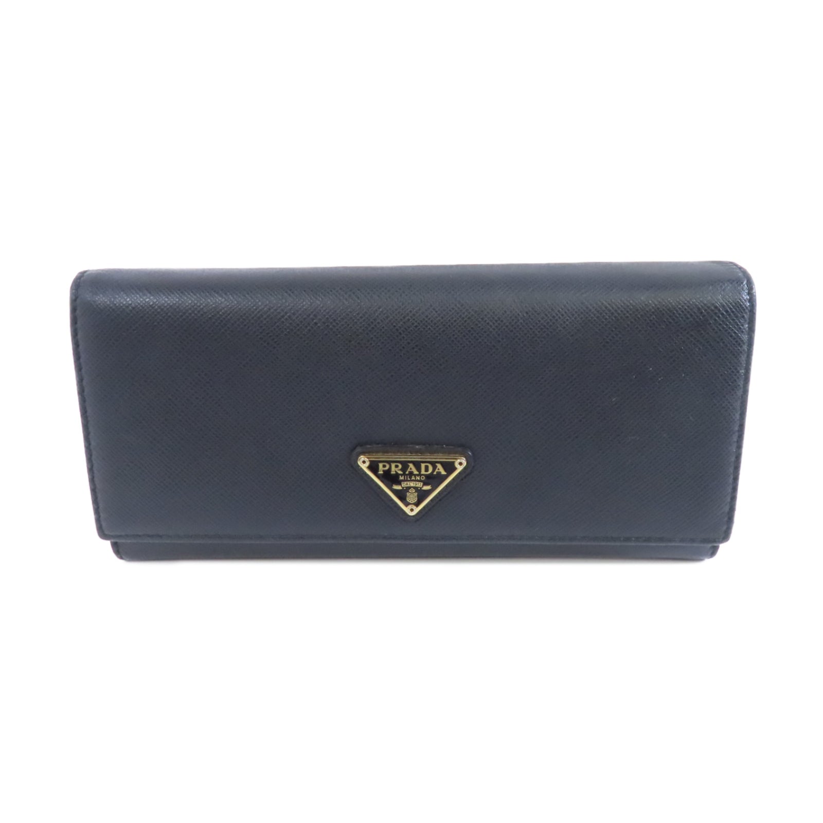 PRADA 牛皮皮革Long Wallet金扣長錢包黑色