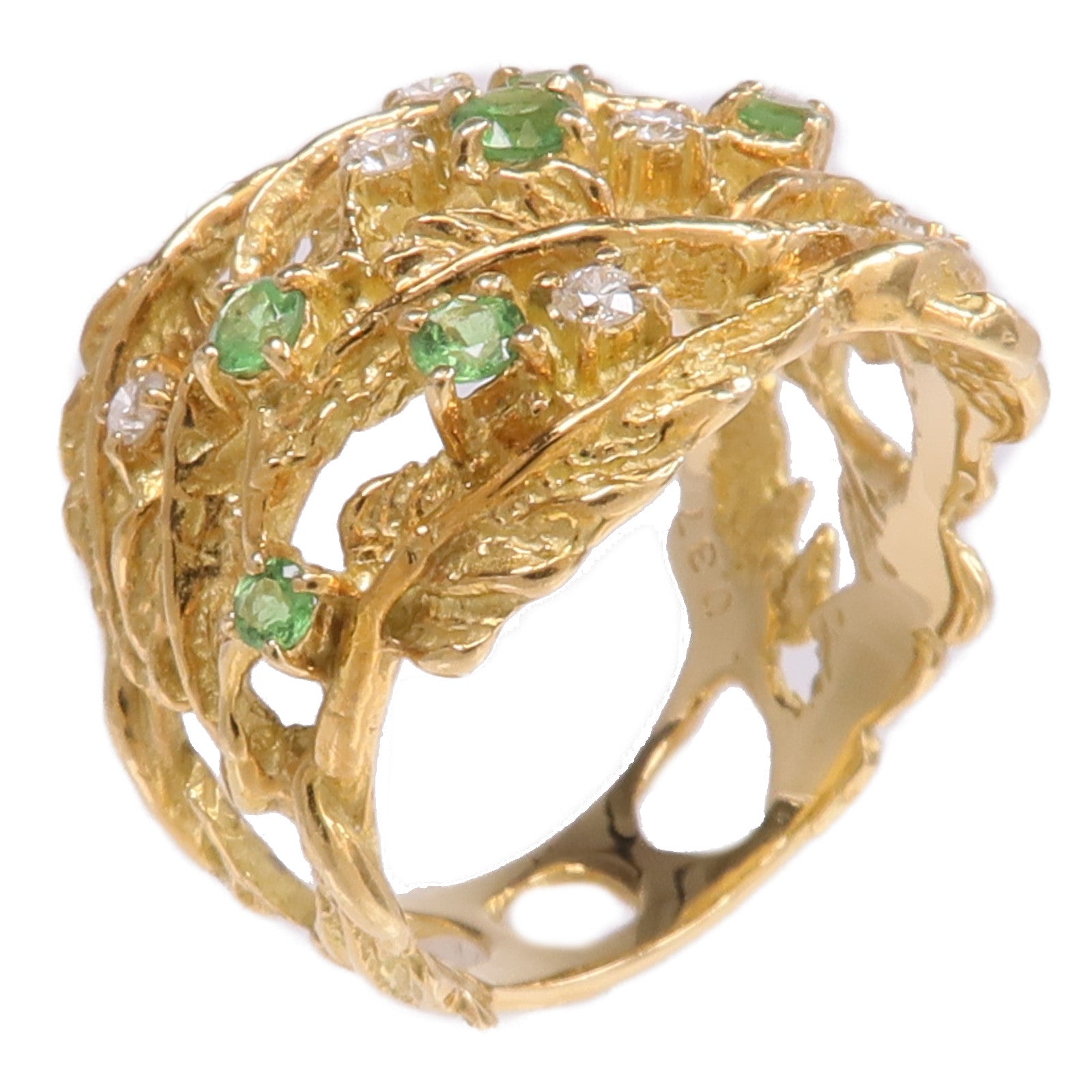 JEWELRY 18K黃金Garnet Diamond Ring石榴石/鑽石戒指US#5.75