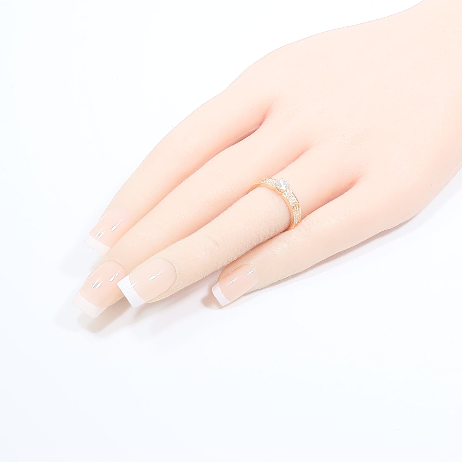 CARTIER 18K玫瑰金Love Solitaire Brilliant-Cut Paved鑽石戒指