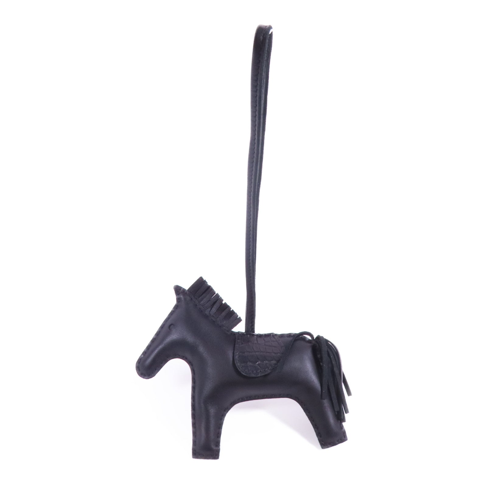 HERMES Swift/Alligator皮革Rodeo MM掛飾Noir