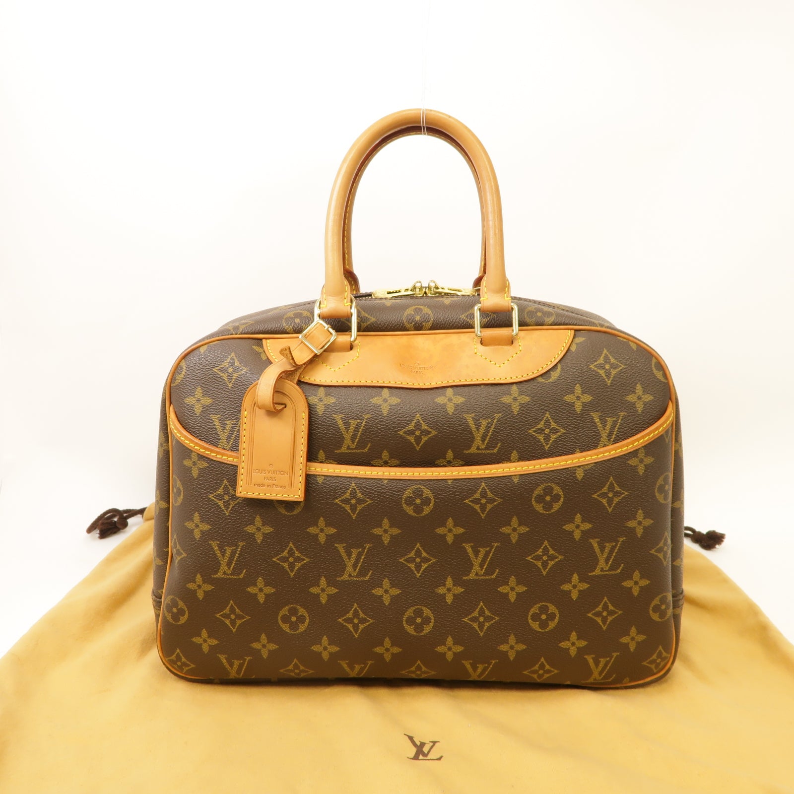 LOUIS VUITTON 【激減優惠】Monogram Deauville GM金扣手挽袋啡色