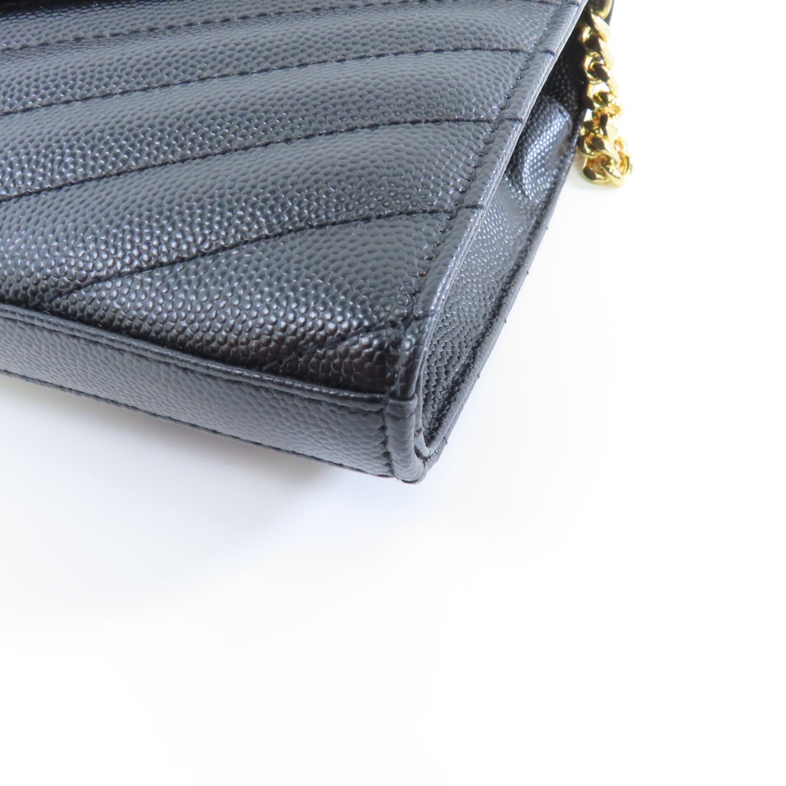 SAINT LAURENT 牛皮皮革 Cassandro金扣鏈帶肩背袋黑色