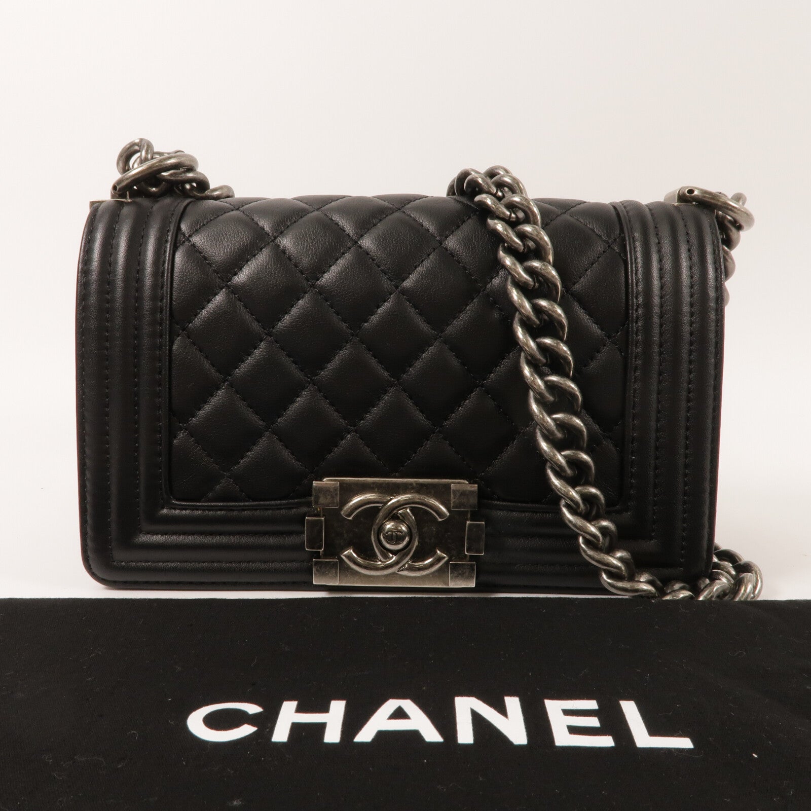 CHANEL 羊皮皮革Boy 20鏈帶肩背袋