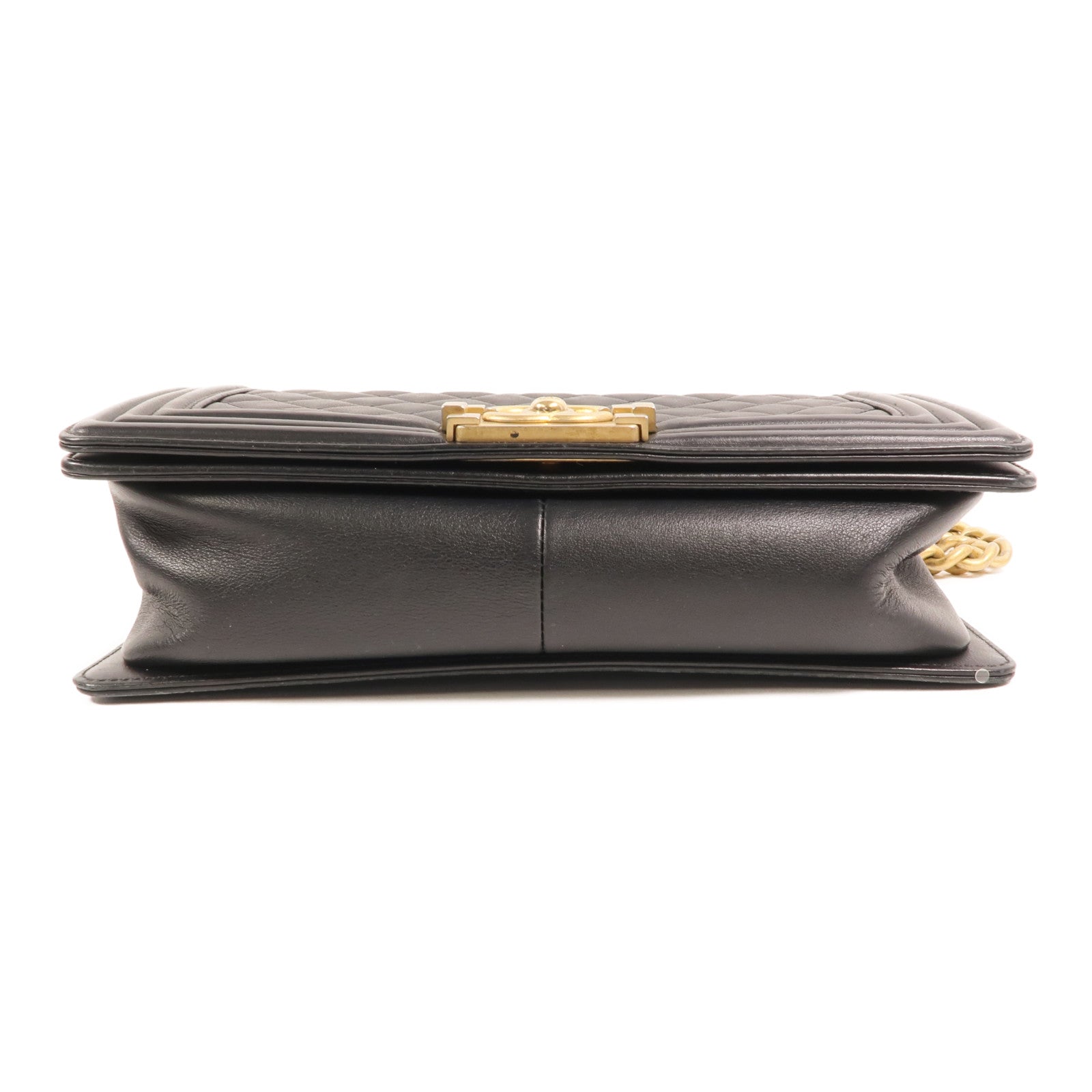 CHANEL 羊皮皮革Boy 25金扣鏈帶肩背袋