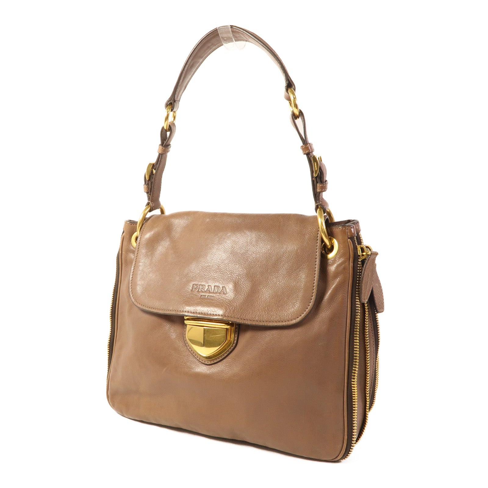 PRADA 牛皮皮革Shoulder Bag金扣肩背袋