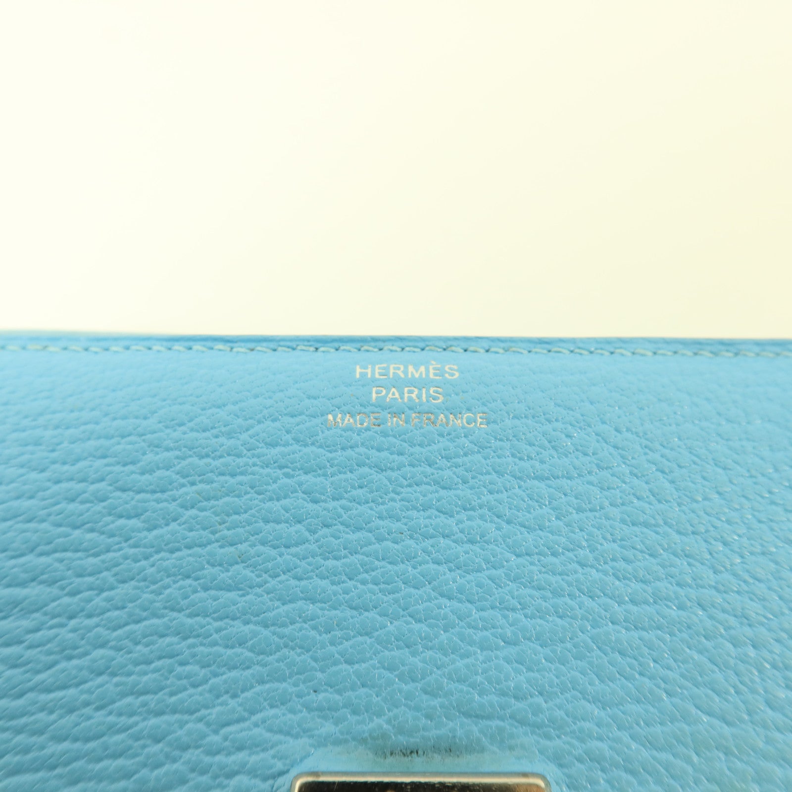 HERMES Chevre皮革Clic 12 Wallet錢包Celeste