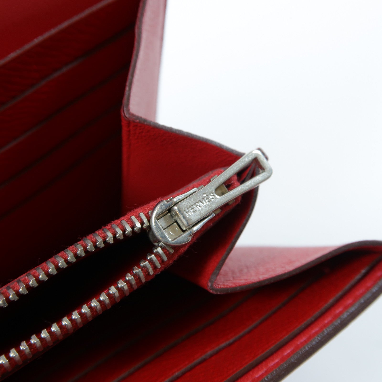 HERMES 【激減優惠】Epsom皮革Constance Long Wallet銀扣長錢包Rouge Casaque正紅色