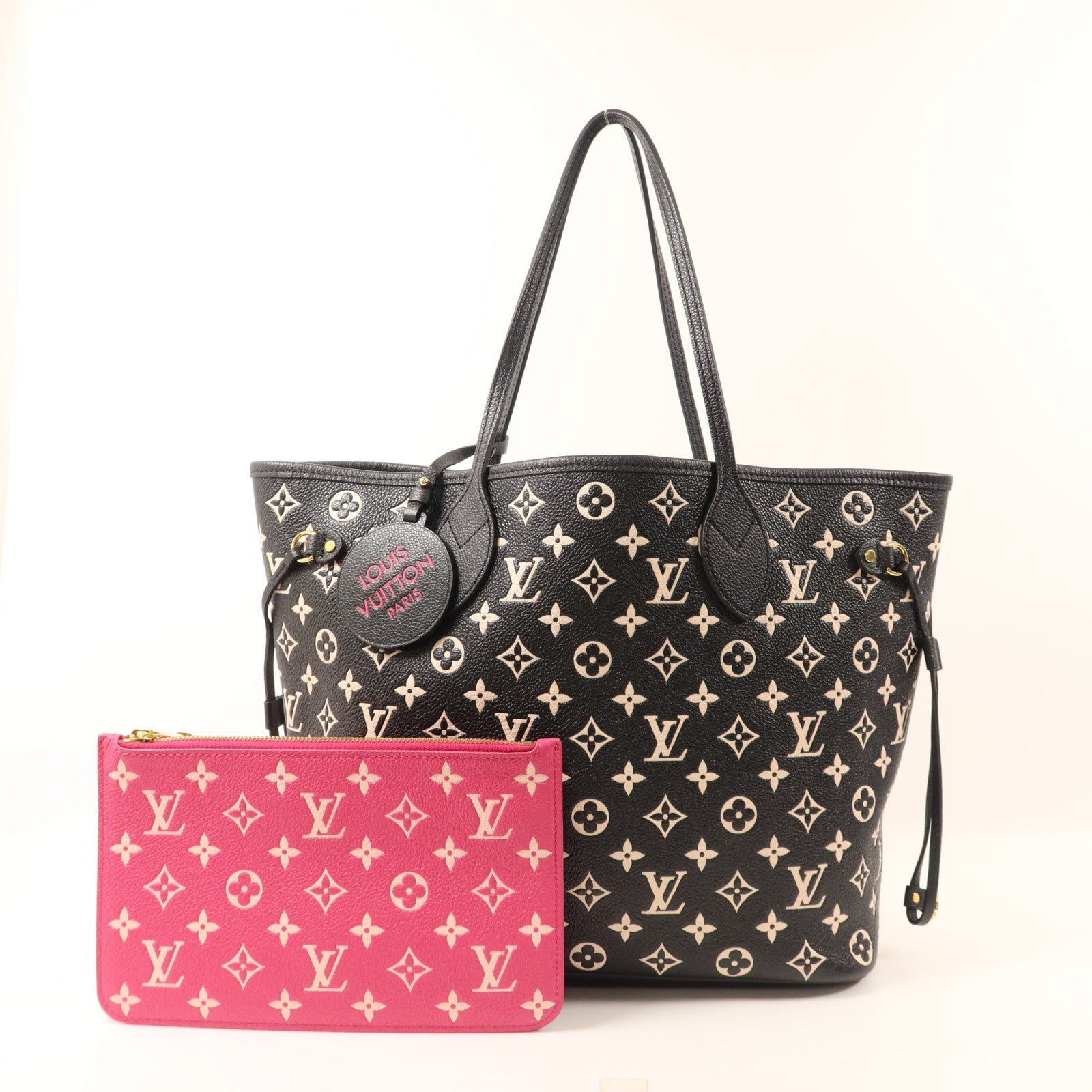LOUIS VUITTON Monogram Empreinte Neverfull MM金扣手挽袋