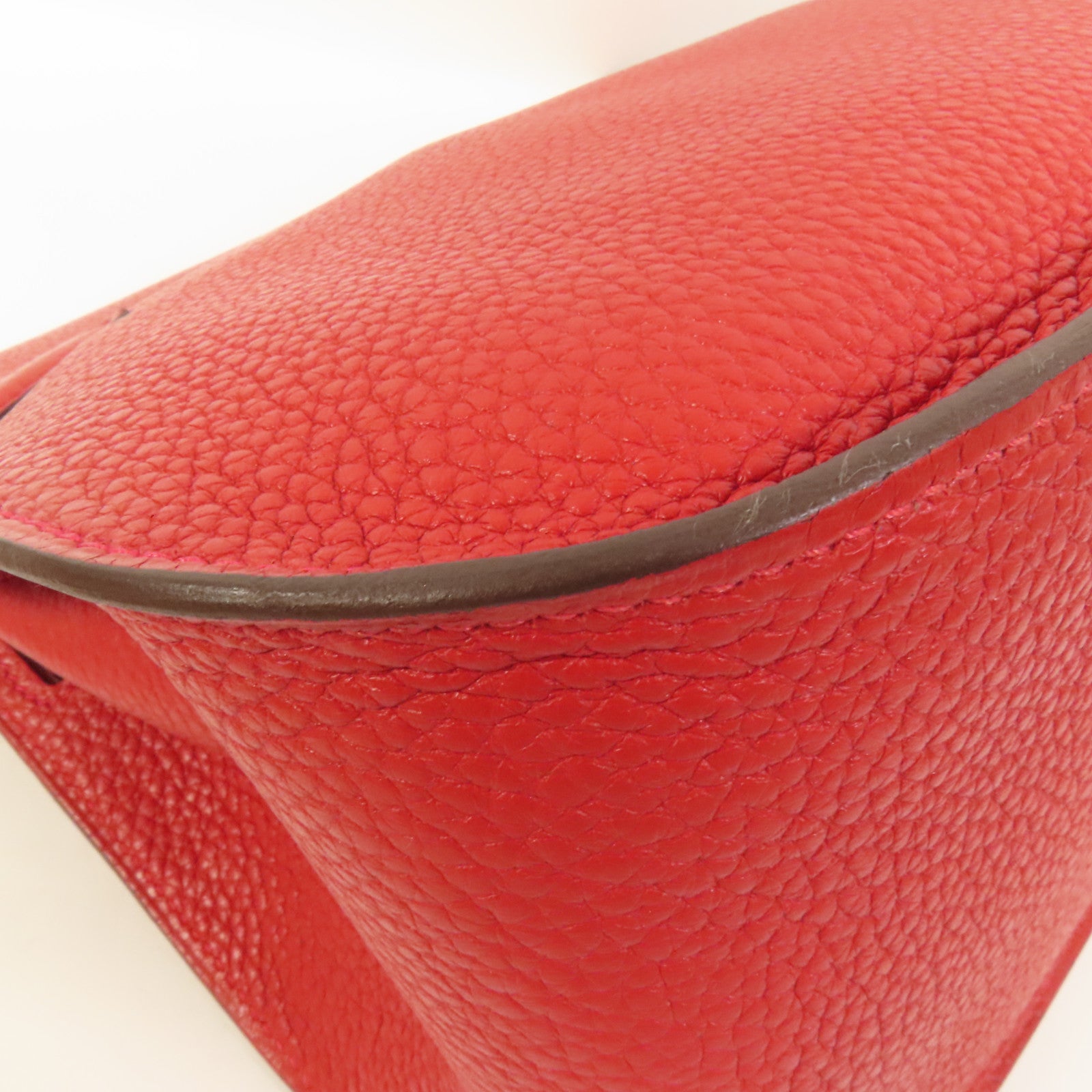 HERMES Clemence皮革Jypsiere 28肩背袋Rouge Casaque
