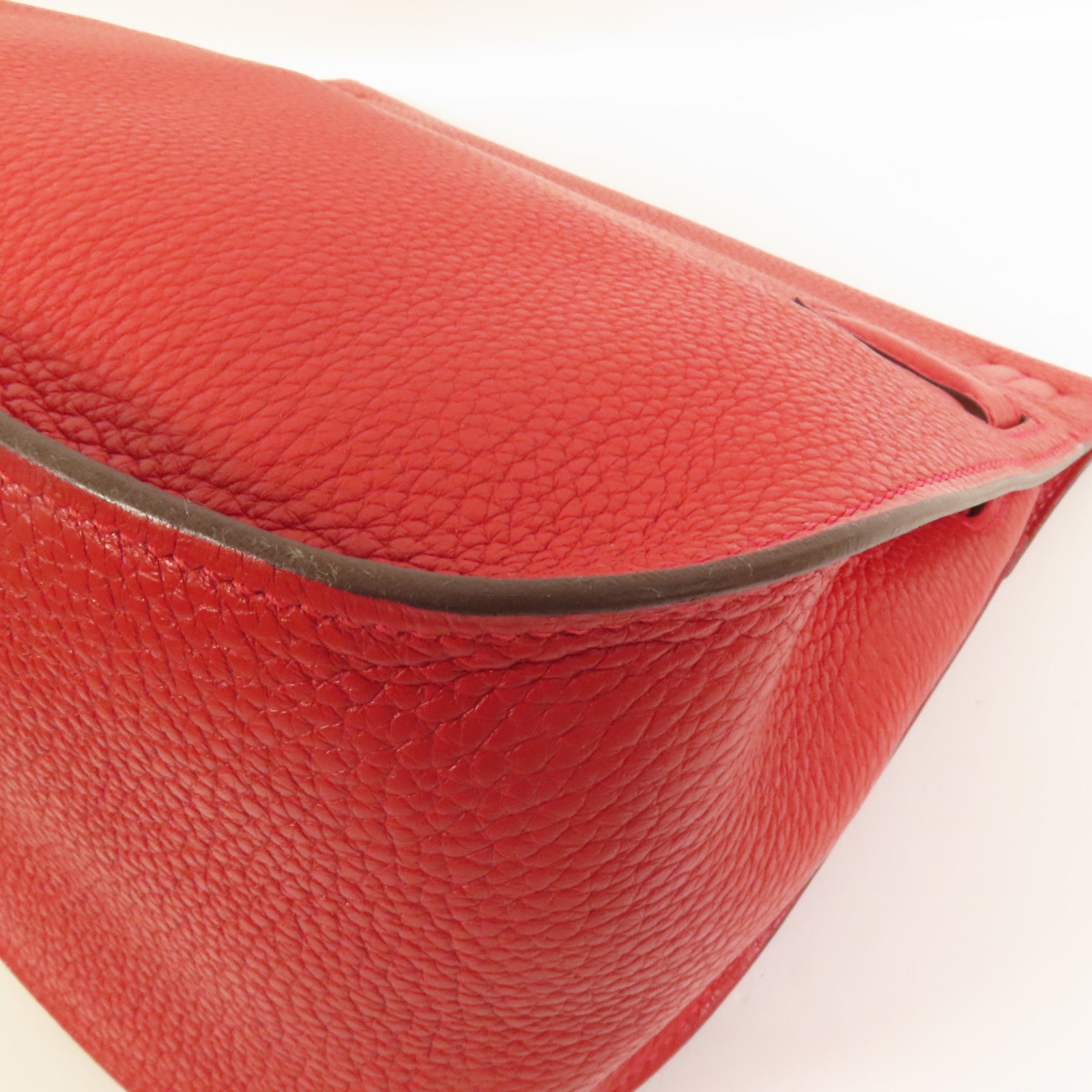 HERMES Clemence皮革Jypsiere 28肩背袋Rouge Casaque