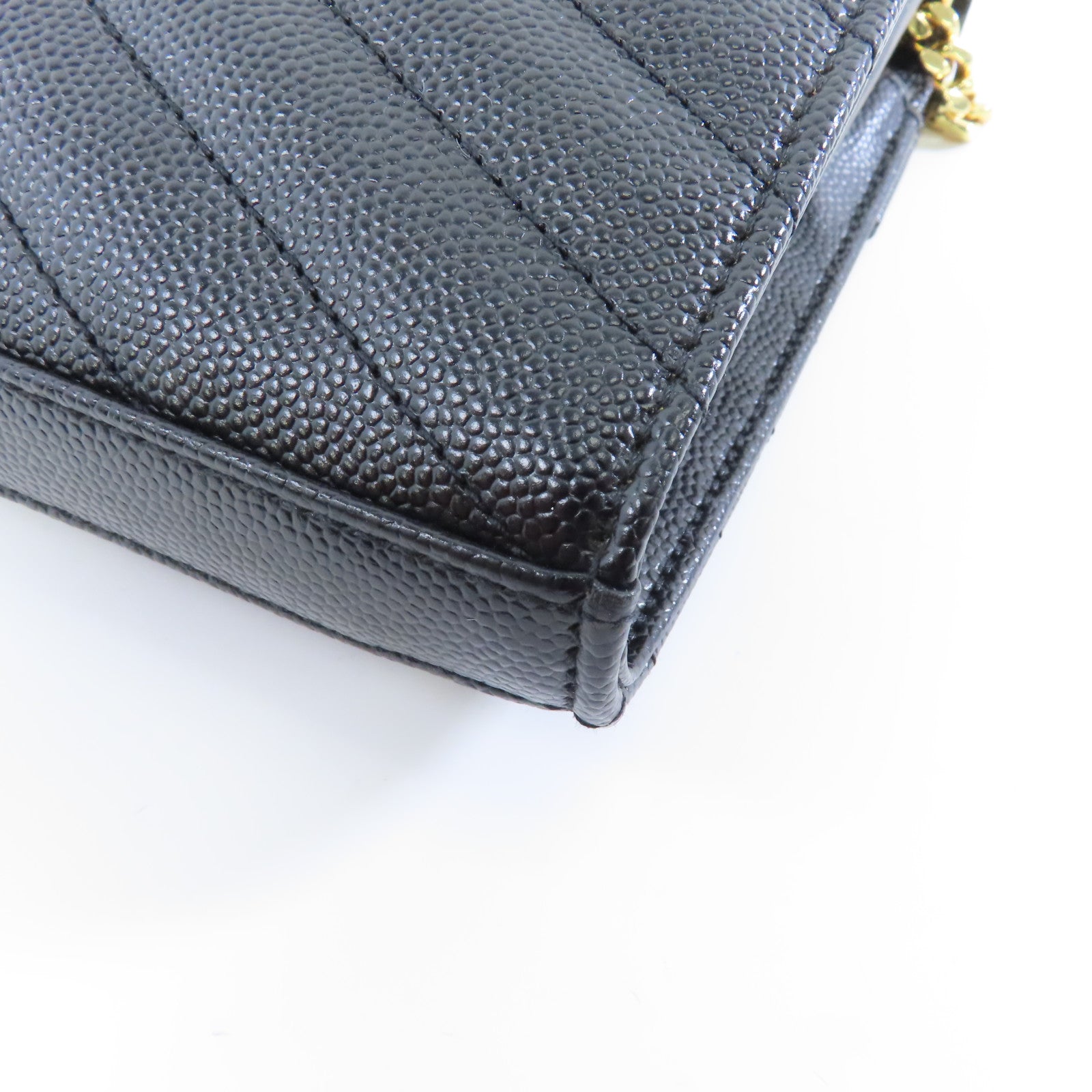 SAINT LAURENT 牛皮皮革 Cassandro金扣鏈帶肩背袋黑色