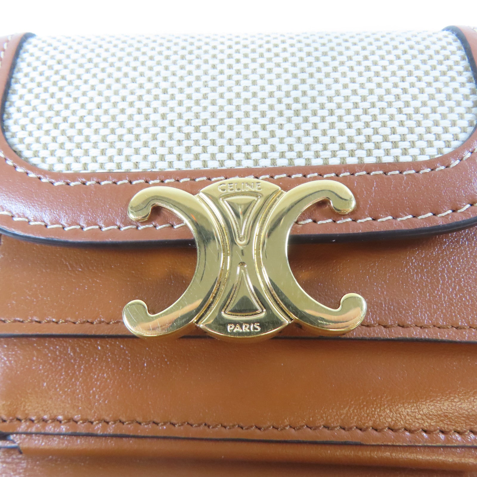 CELINE 帆布Triomphe Wallet金扣錢包啡色