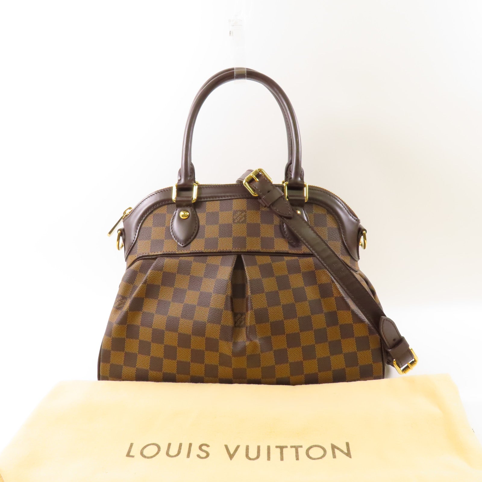 LOUIS VUITTON Damier Trevi PM金扣手挽肩背兩用袋