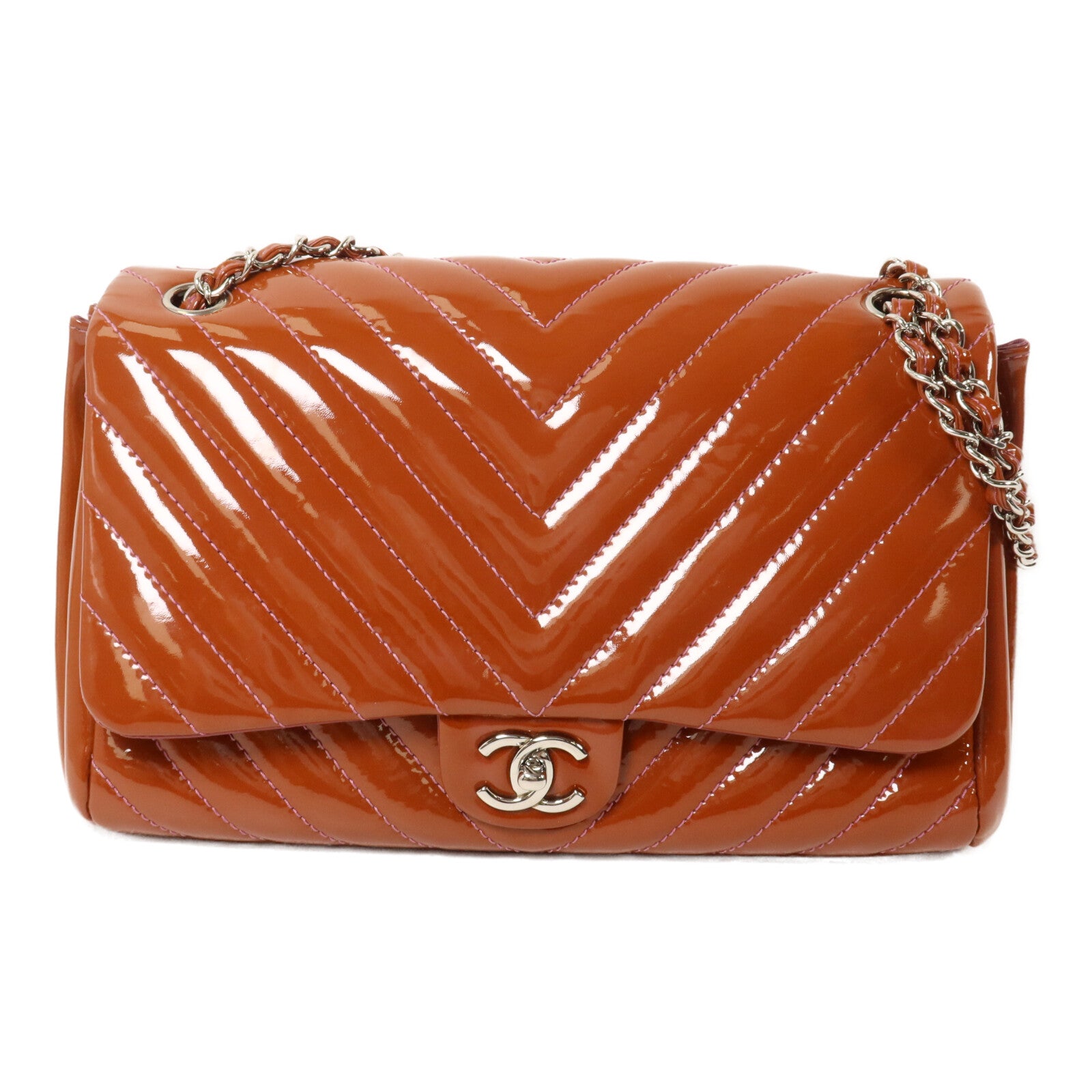 CHANEL 漆皮皮革Chain Shoulder鏈帶肩背袋
