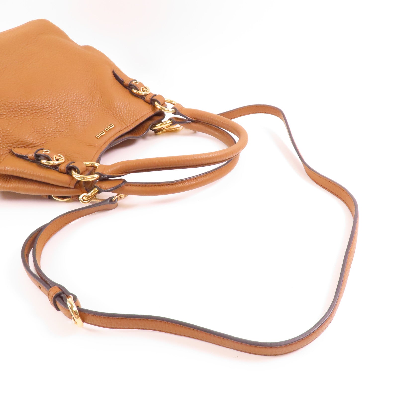 Miu Miu 牛皮皮革2 Way Shoulder金扣手挽肩背兩用袋
