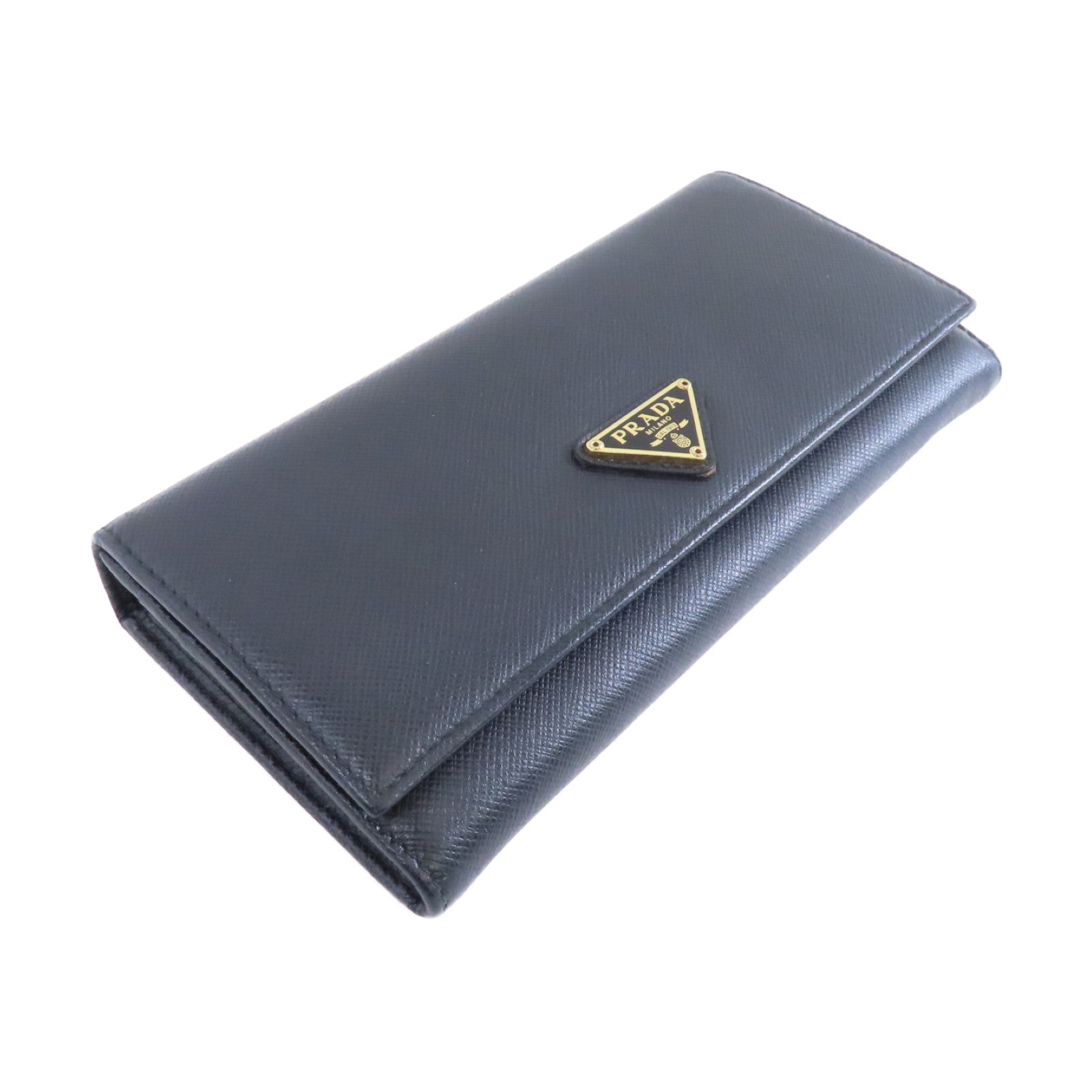 PRADA 牛皮皮革Long Wallet金扣長錢包黑色