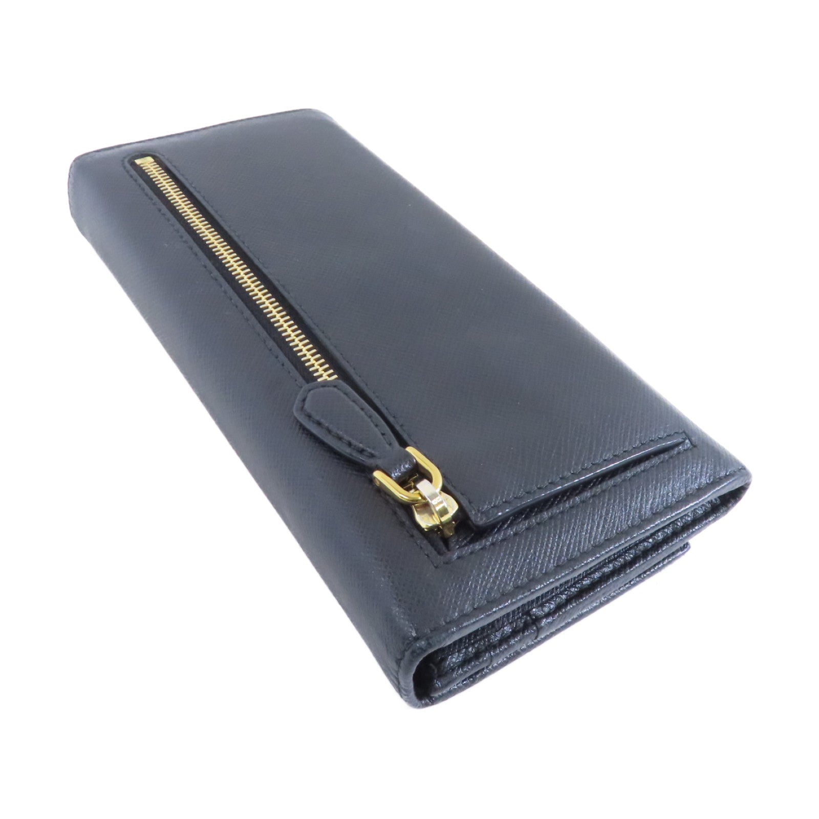 PRADA 牛皮皮革Long Wallet金扣長錢包黑色