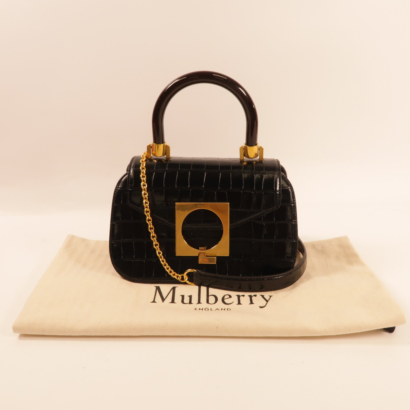 MULBERRY 【激減優惠】皮革2Way Shoulder金扣手挽肩背兩用袋