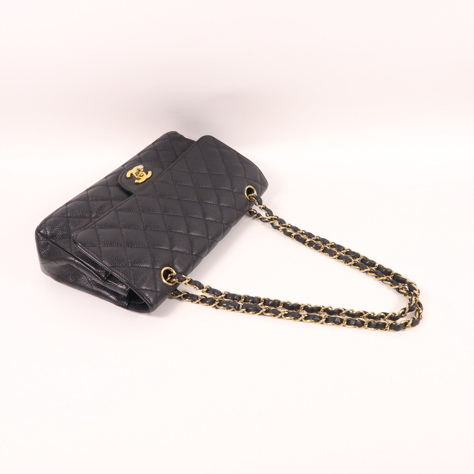 CHANEL 牛皮皮革Classic 25金扣鏈帶肩背袋黑色