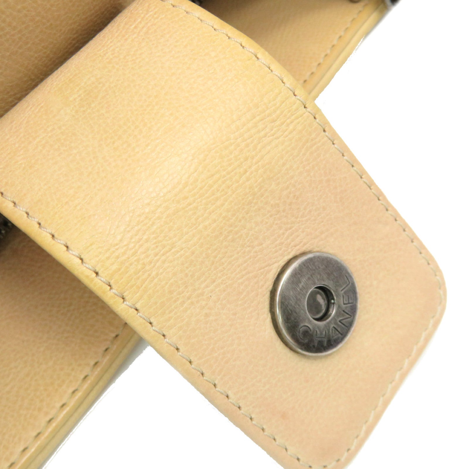 CHANEL [Sharp Reduction Offer] Lingge Cowhide Leather Shoulder Bag Silver Buckle Shoulder Bag Beige