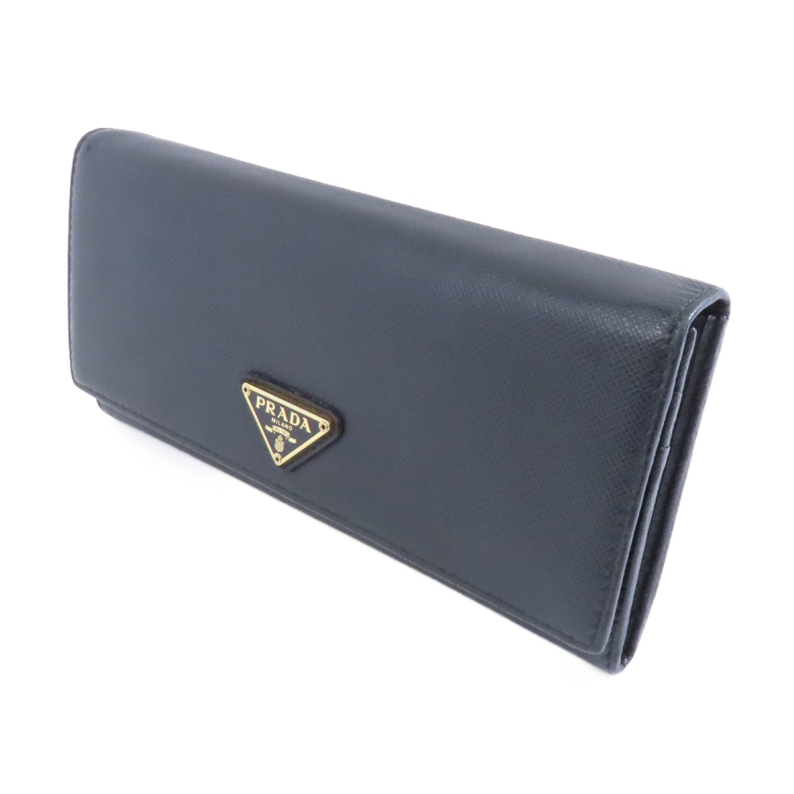PRADA 牛皮皮革Long Wallet金扣長錢包黑色