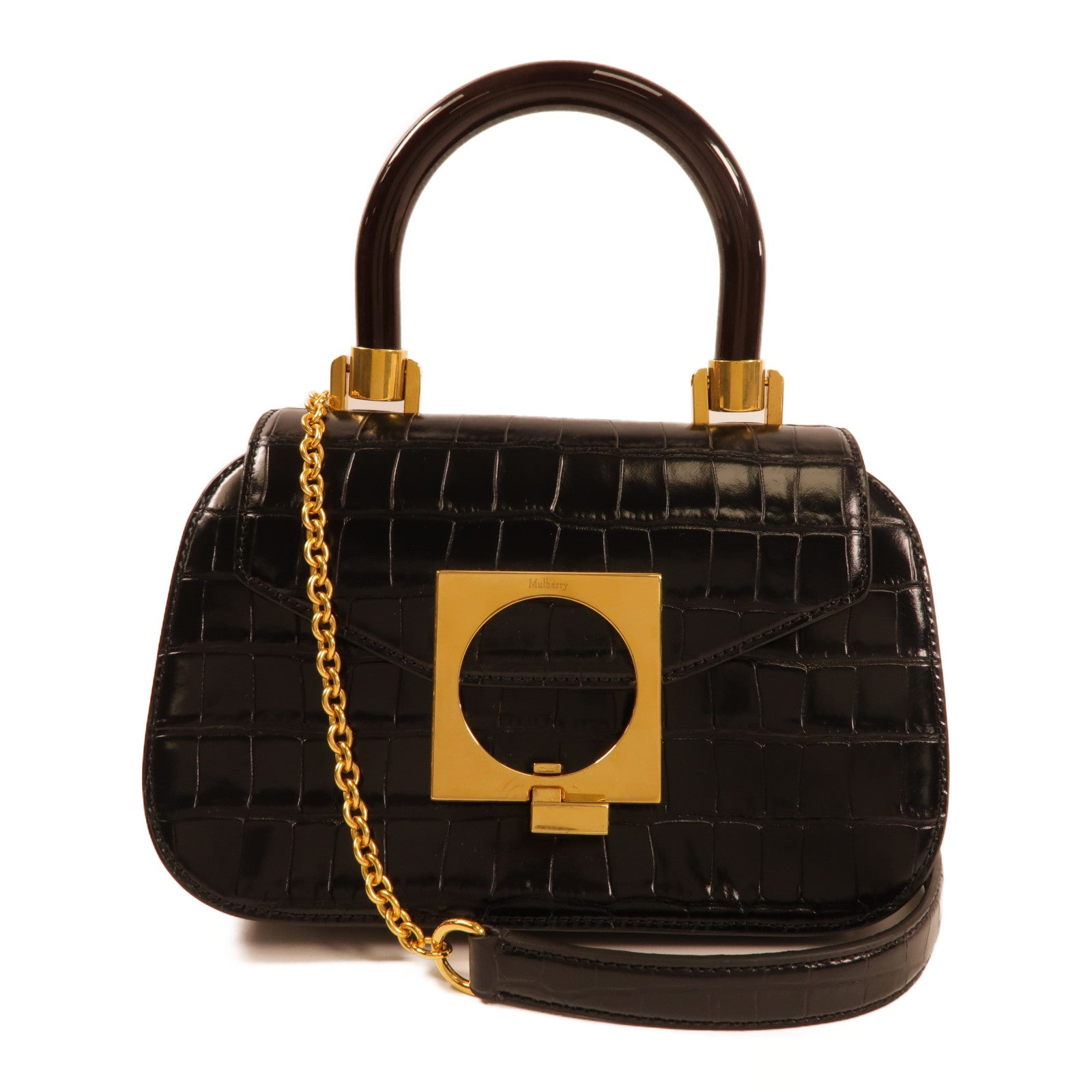 MULBERRY 皮革2Way Shoulder金扣手挽肩背兩用袋