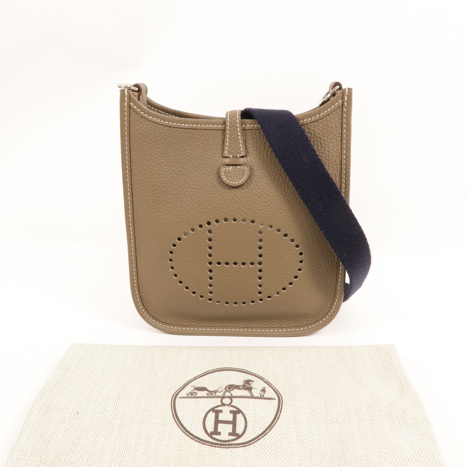 HERMES Clemence皮革Evelyne TPM肩背袋Etoupe