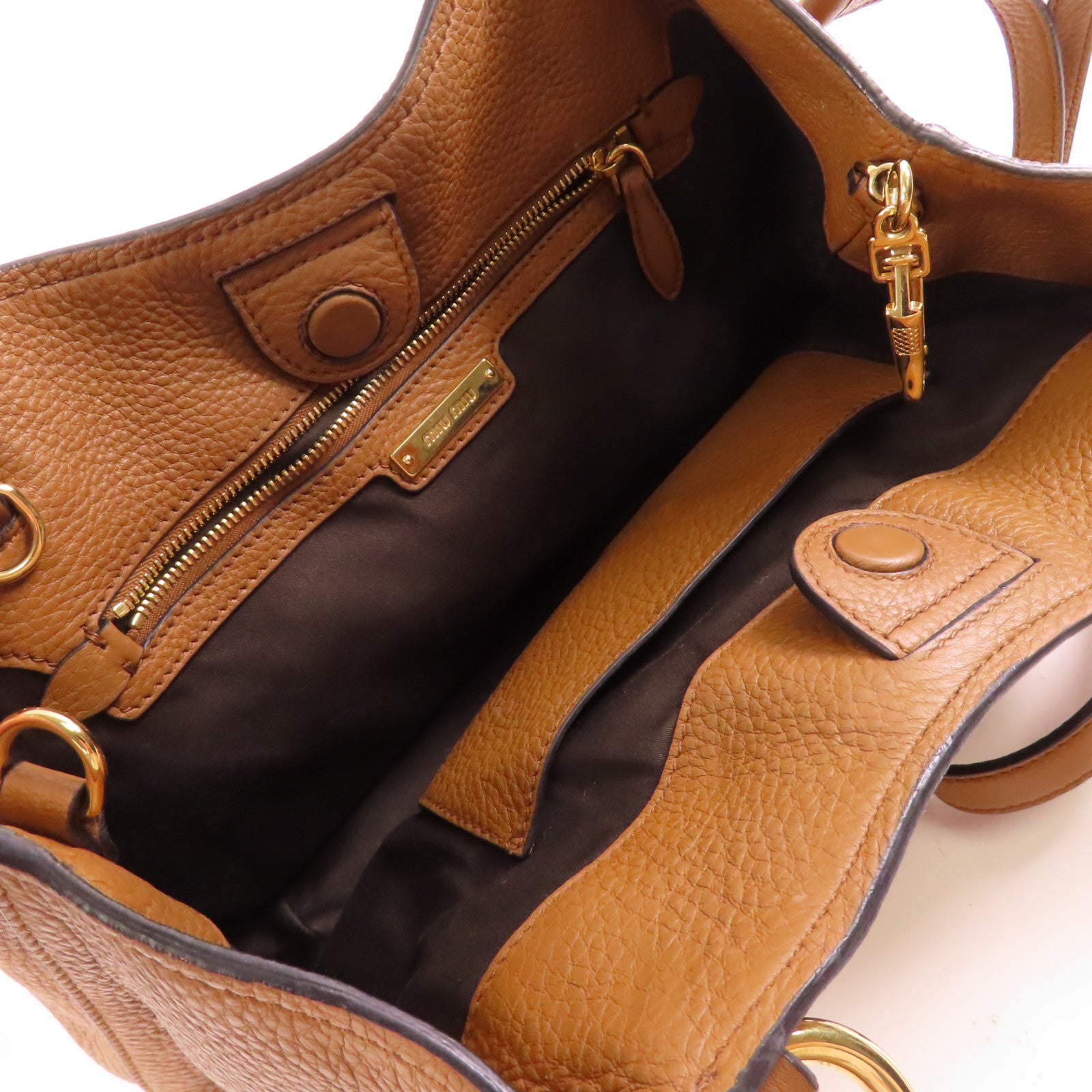 Miu Miu 牛皮皮革2 Way Shoulder金扣手挽肩背兩用袋