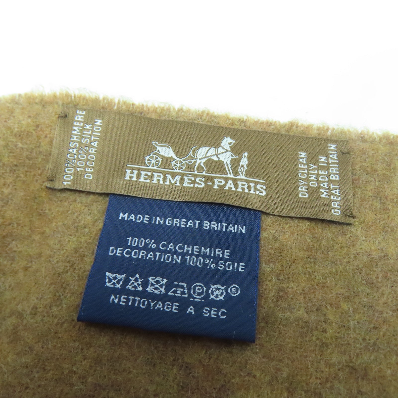 HERMES 【激減優惠】羊絨Scarf圍巾棕色