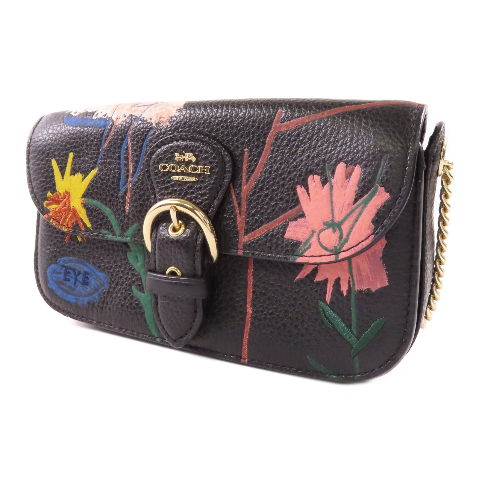 COACH 牛皮皮革Shoulder Bag金扣鏈帶肩背袋