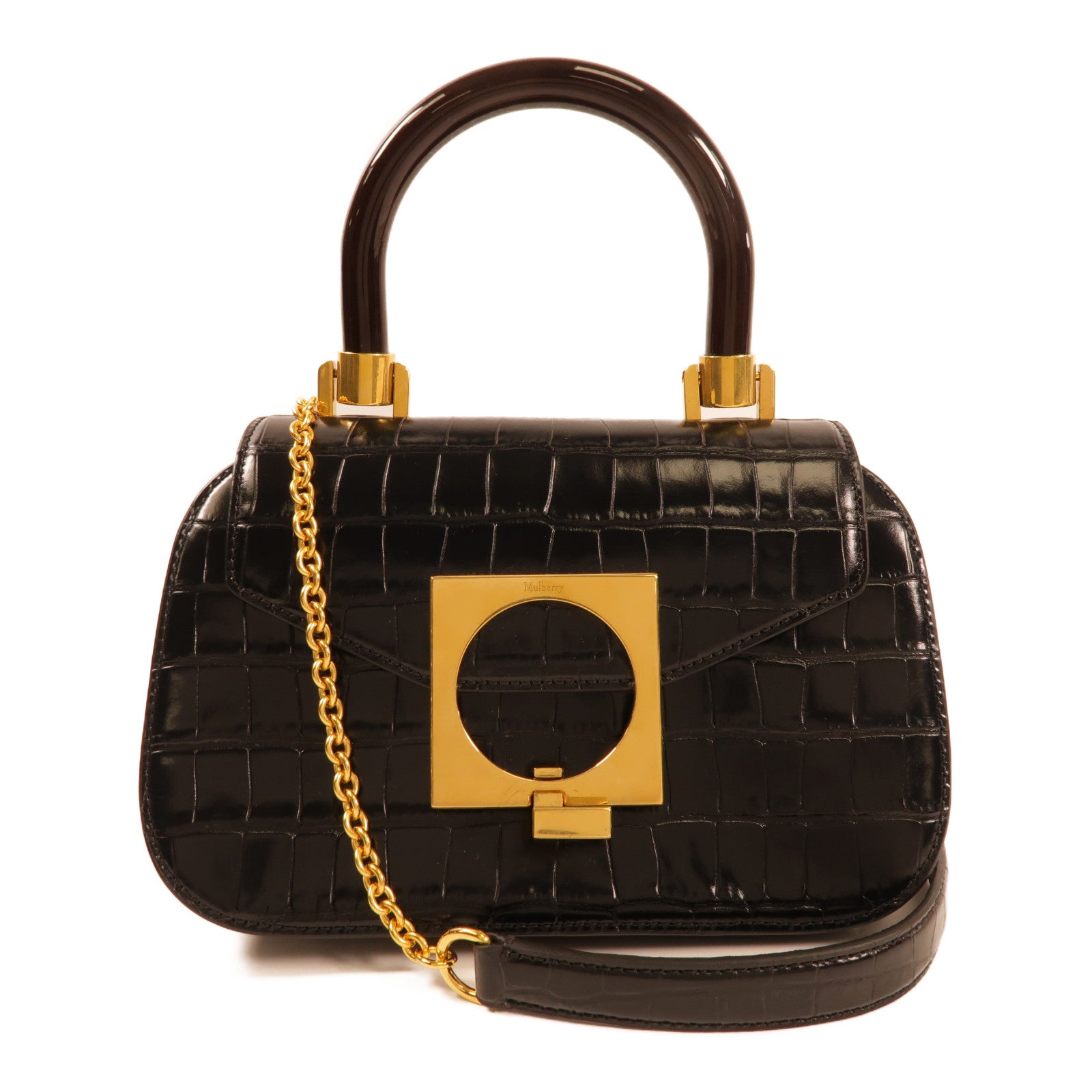 MULBERRY 【激減優惠】皮革2Way Shoulder金扣手挽肩背兩用袋