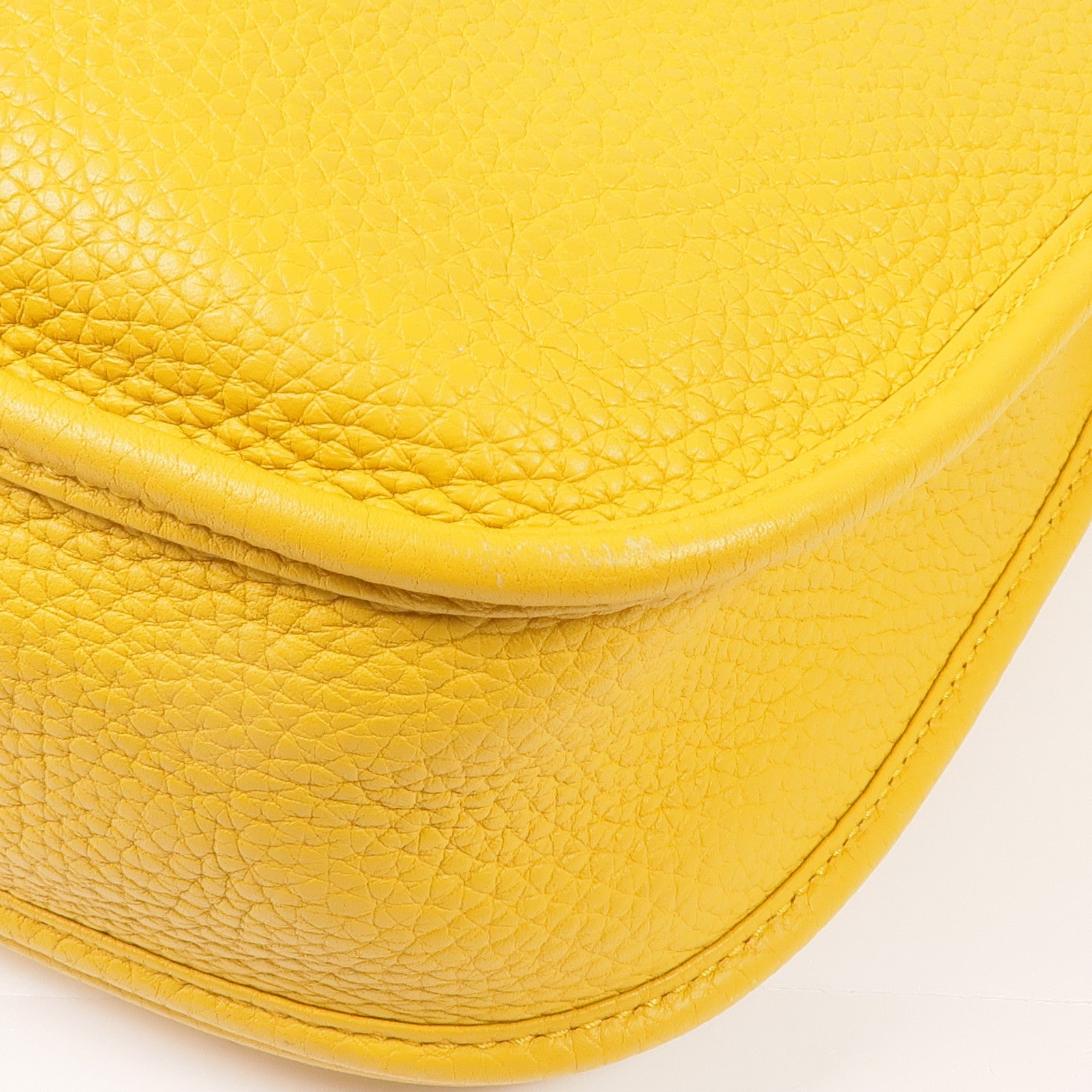 HERMES Clemence皮革Evelyne PM銀扣肩背袋Jaune Ambre