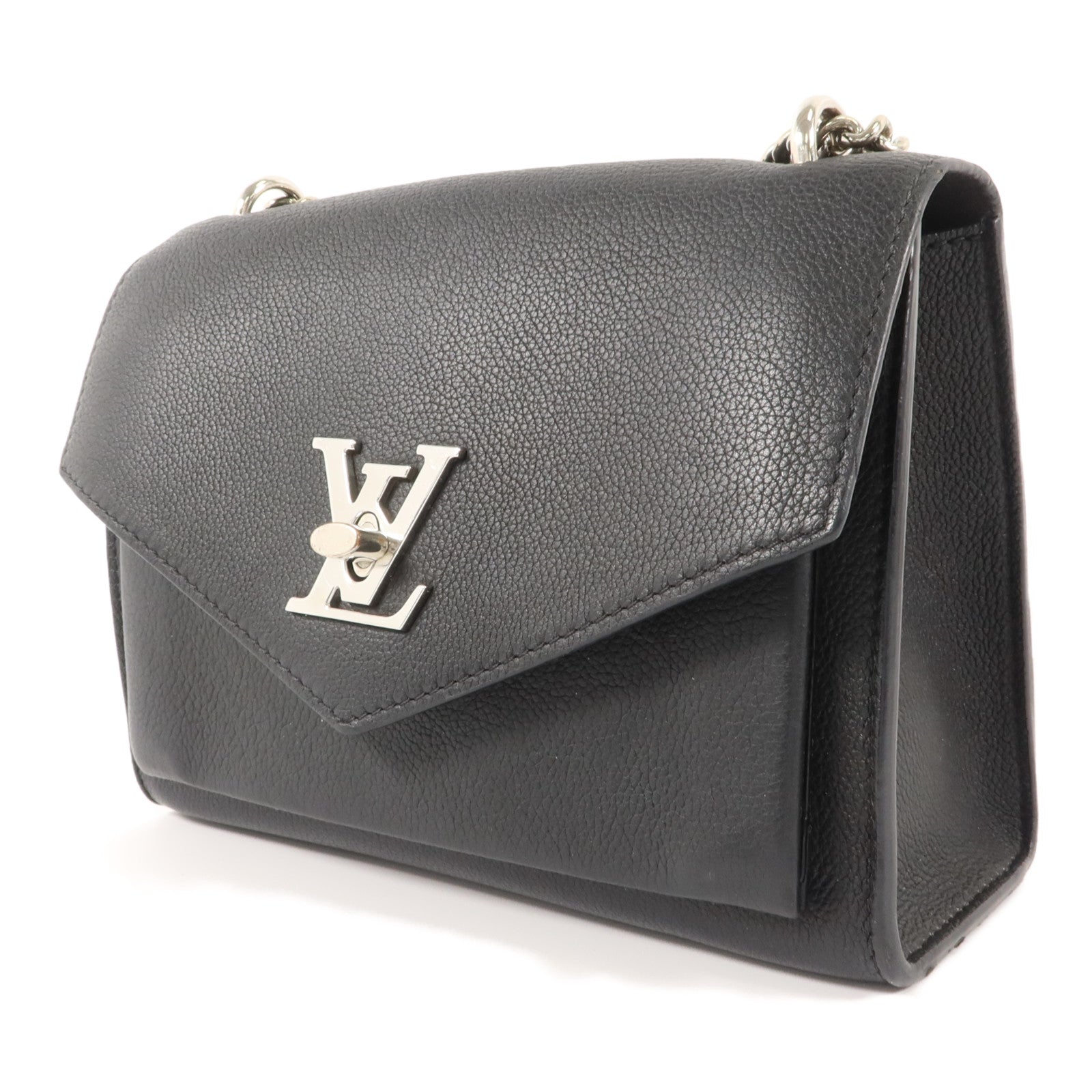 LOUIS VUITTON 牛皮皮革Mylockme銀扣鏈帶肩背袋