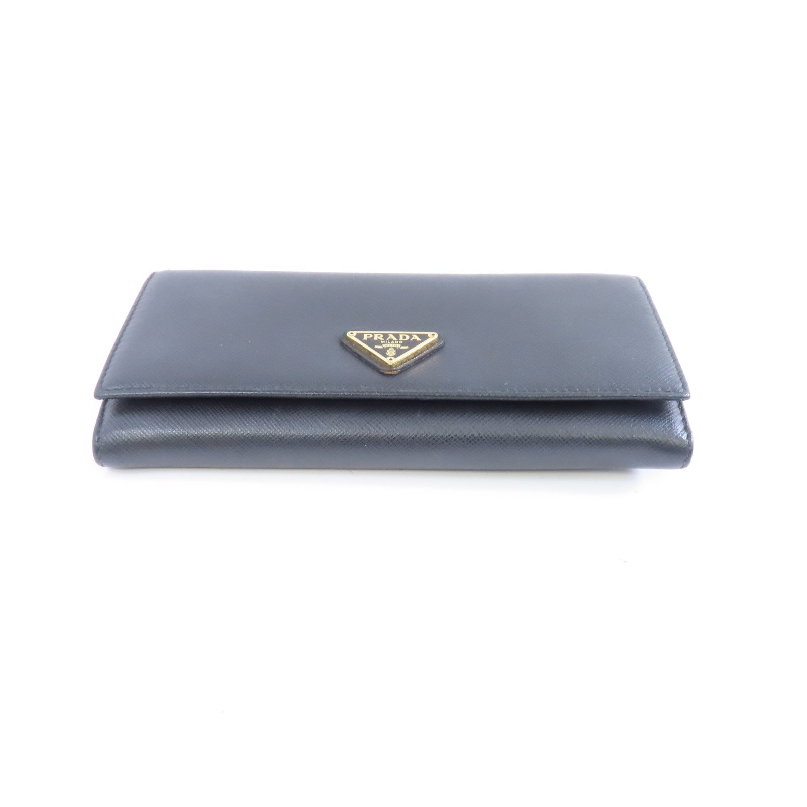 PRADA 牛皮皮革Long Wallet金扣長錢包黑色
