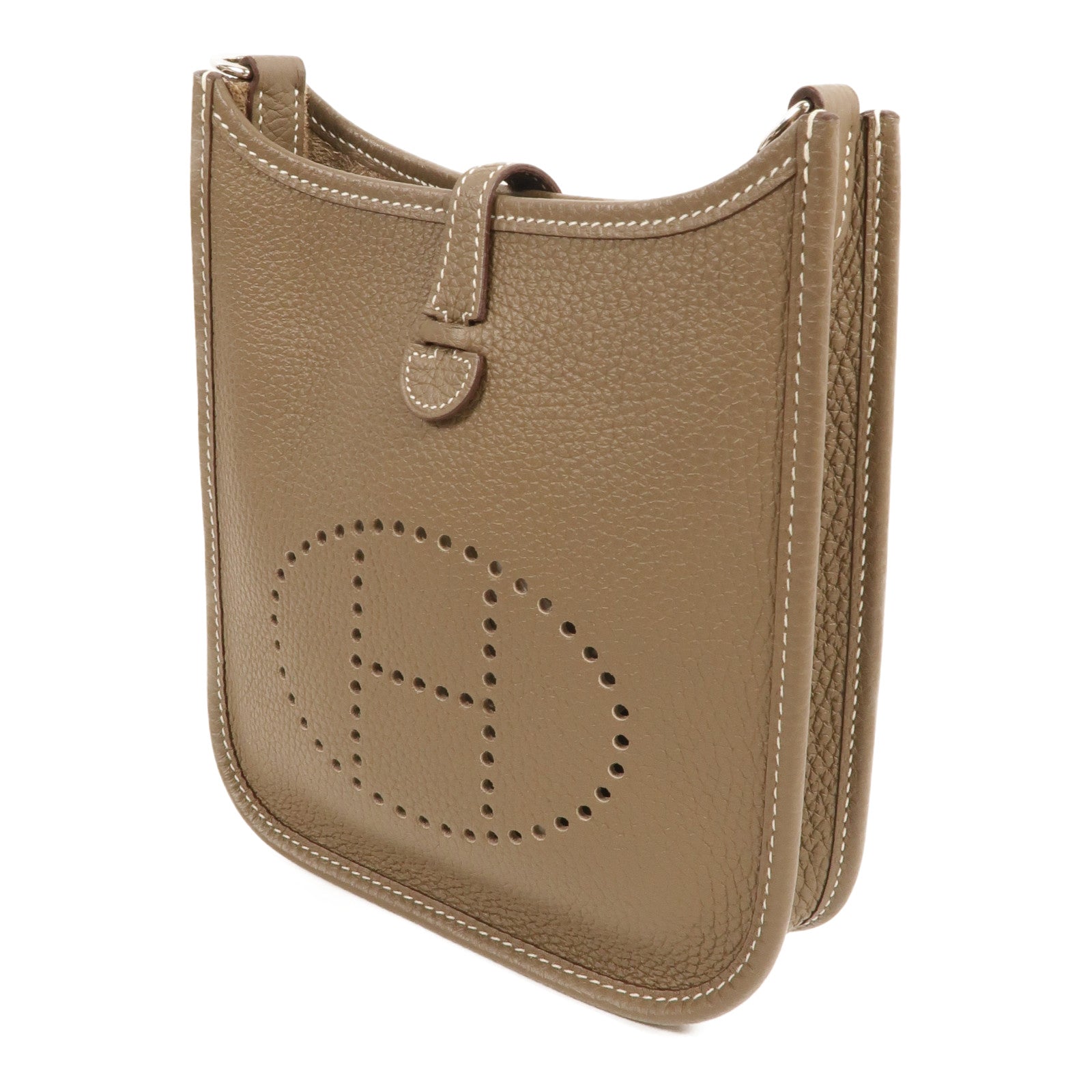 HERMES Clemence皮革Evelyne TPM肩背袋Etoupe