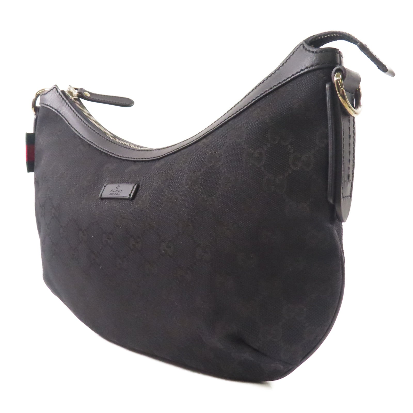 GUCCI 帆布Shoulder Bag銀扣肩背袋