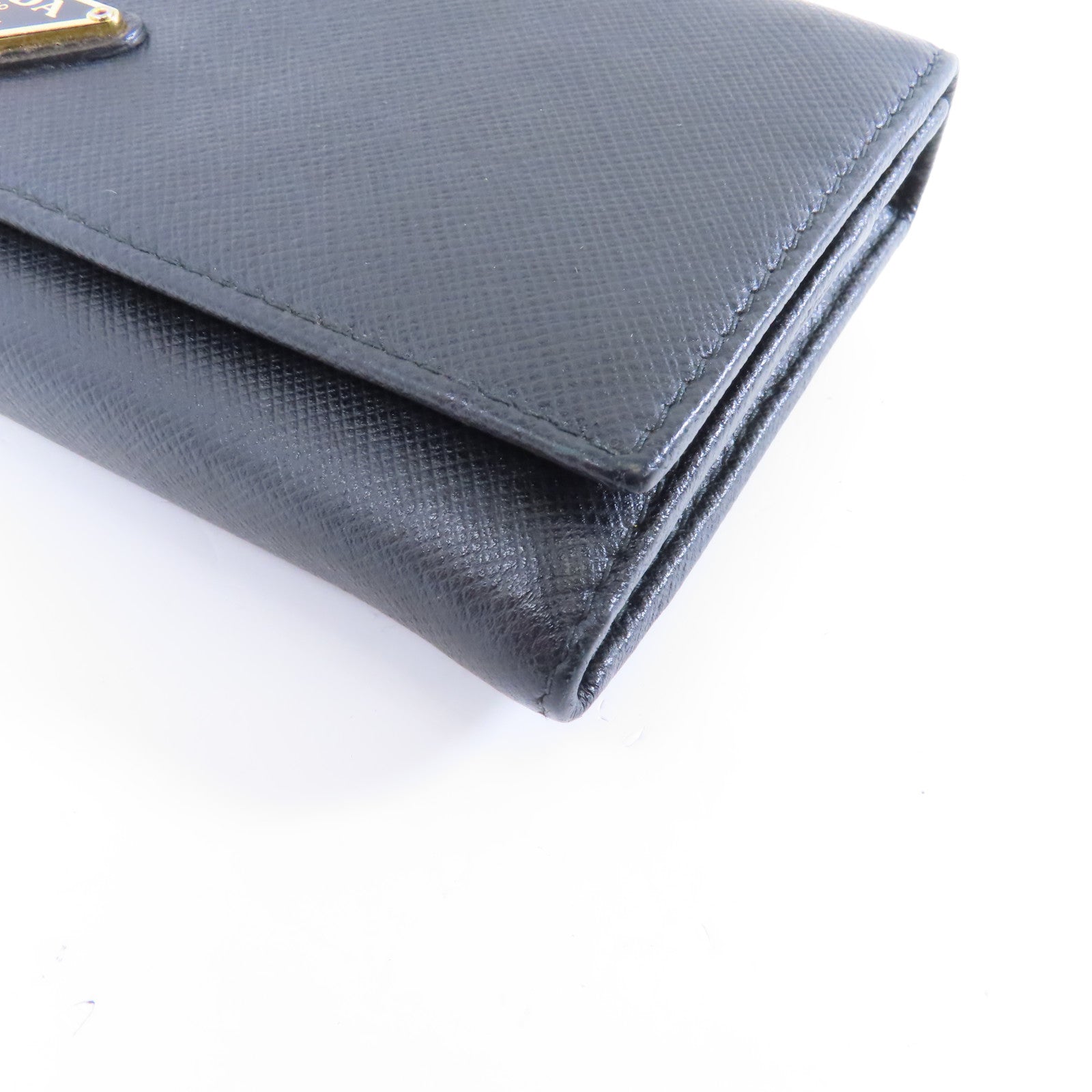 PRADA 牛皮皮革Long Wallet金扣長錢包黑色