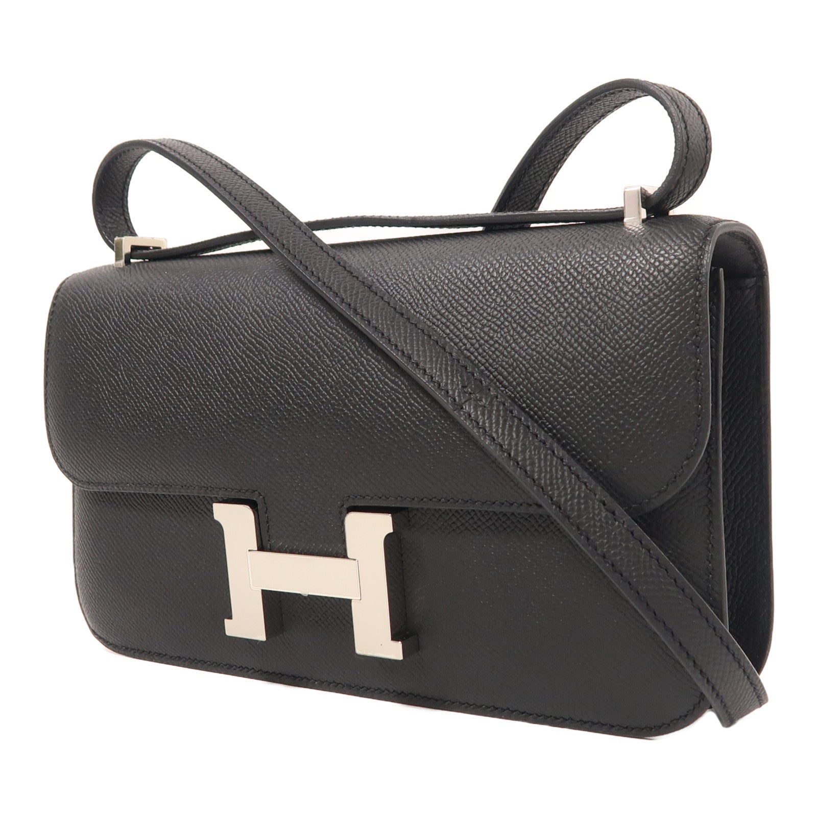 HERMES Epsom皮革Constance Elan銀扣肩背袋