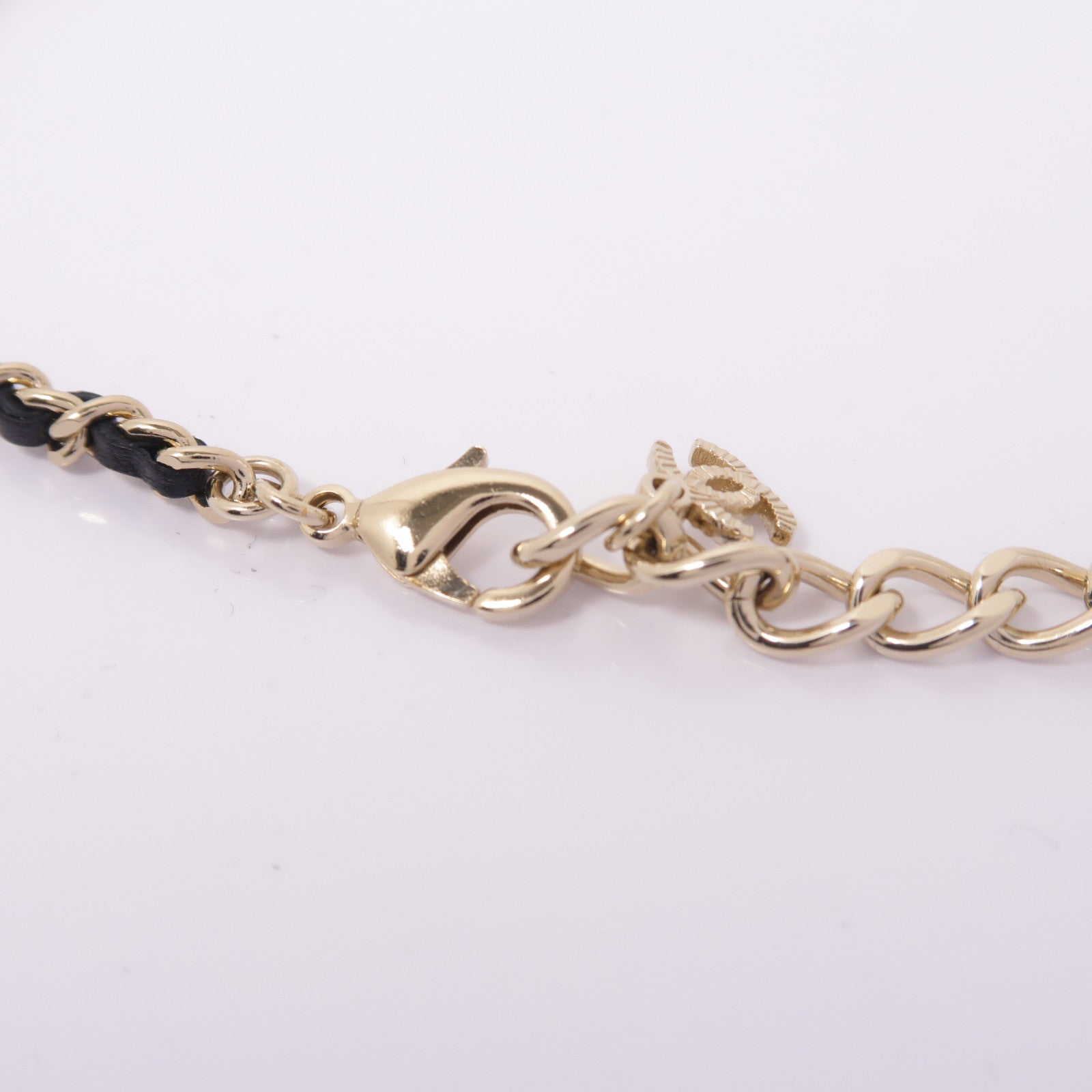 CHANEL 皮革/金屬Necklace項鍊黑色/金色