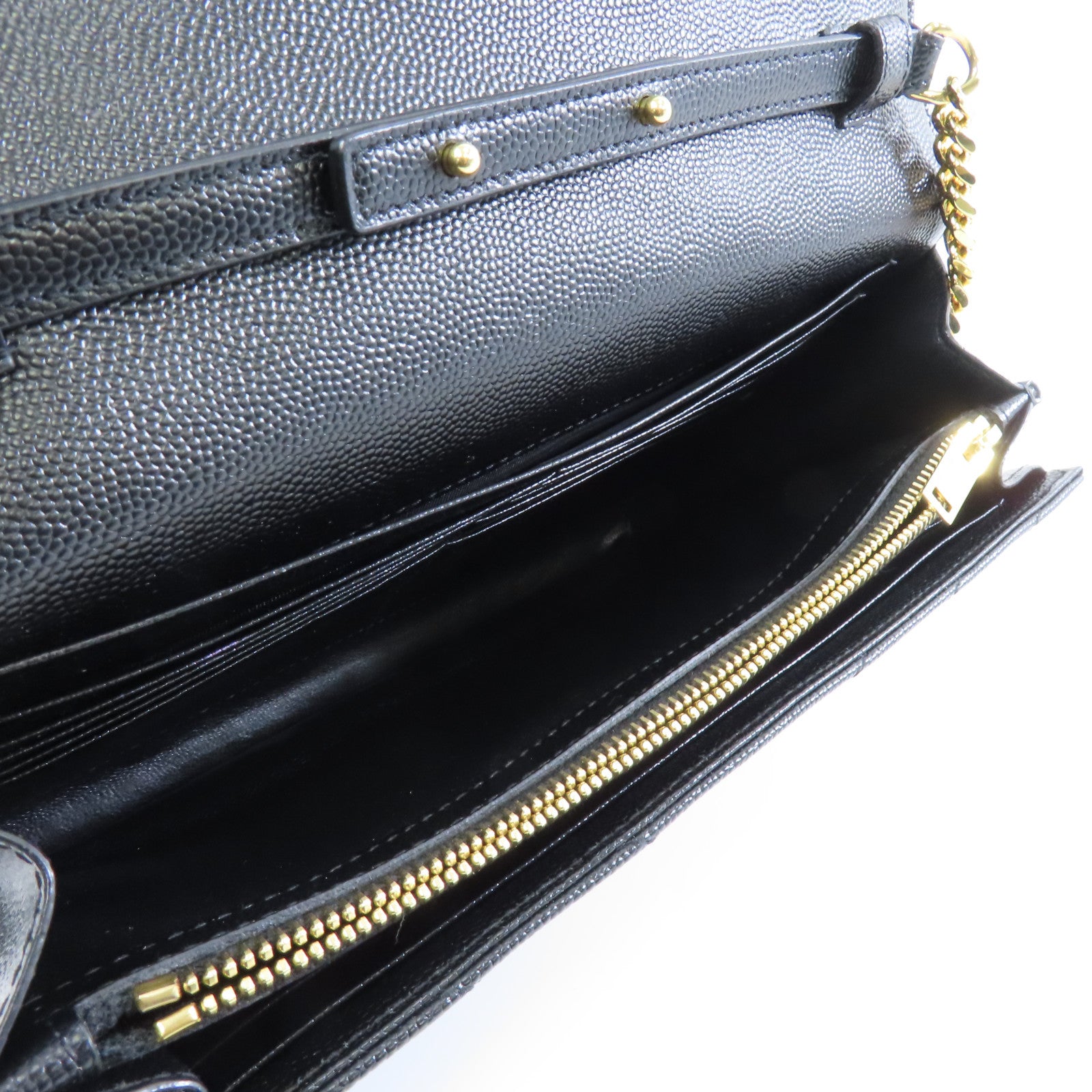 SAINT LAURENT 牛皮皮革 Cassandro金扣鏈帶肩背袋黑色