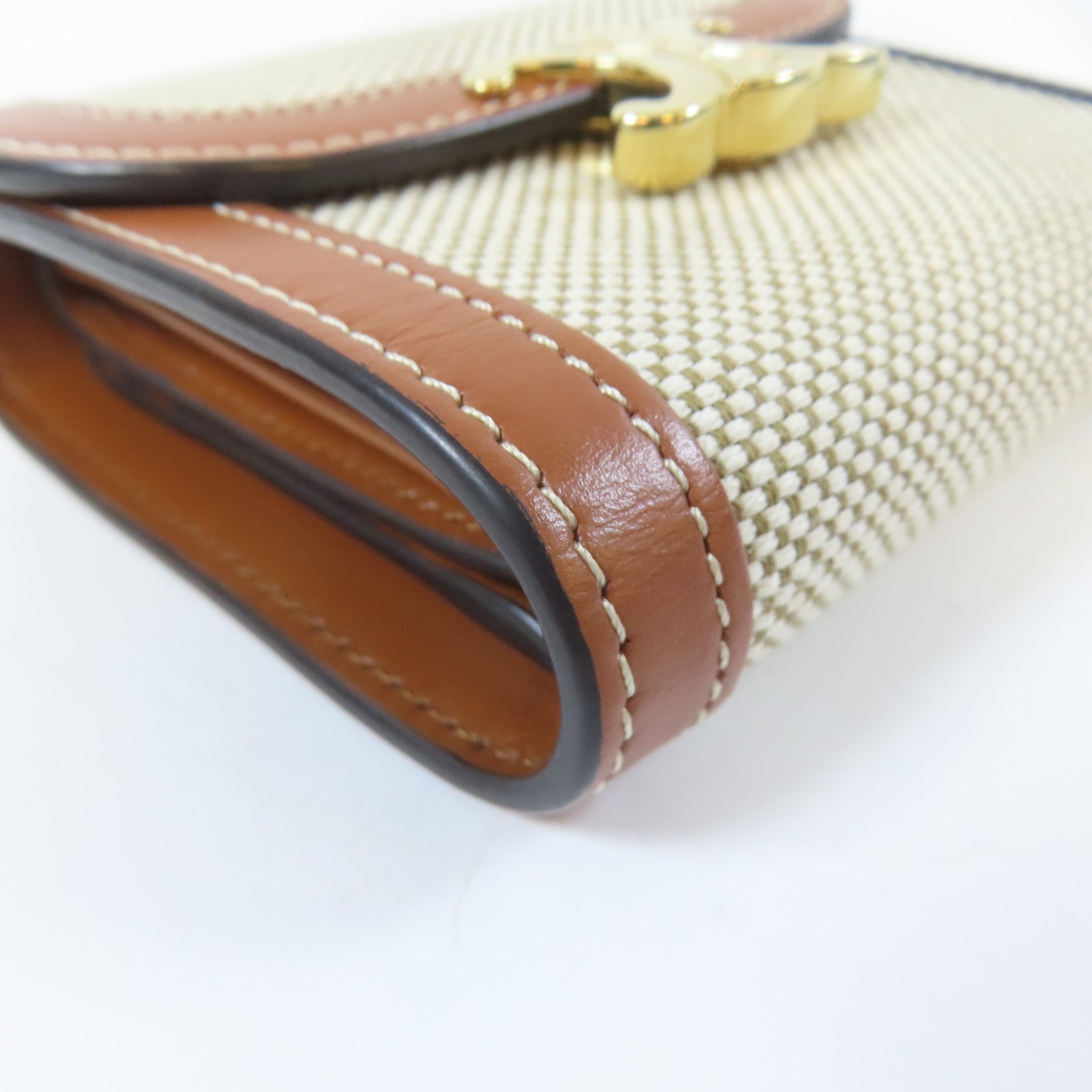 CELINE 帆布Triomphe Wallet金扣錢包啡色