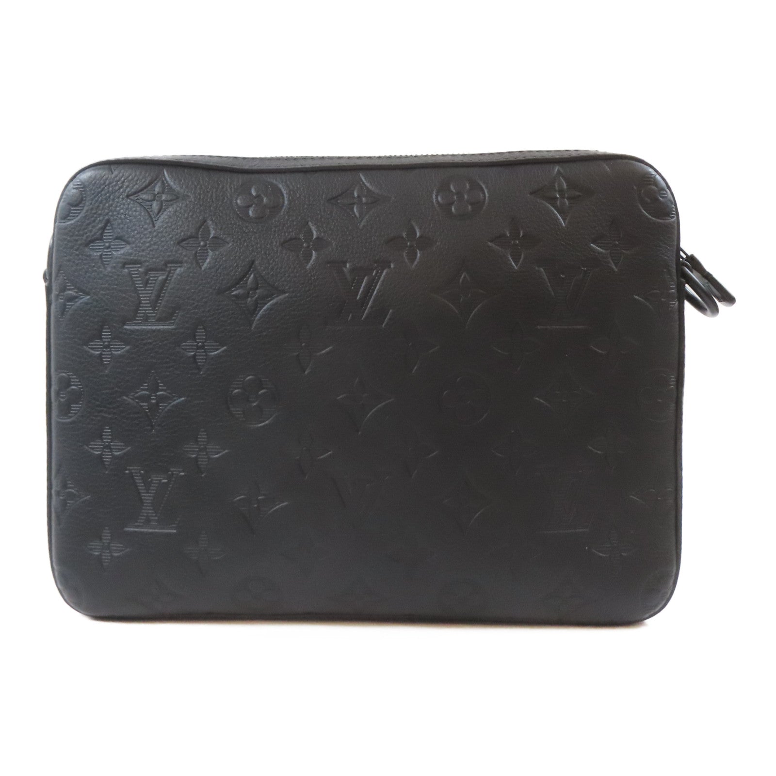 LOUIS VUITTON Monogram Shadow Trio Messenger黑扣肩背袋黑色