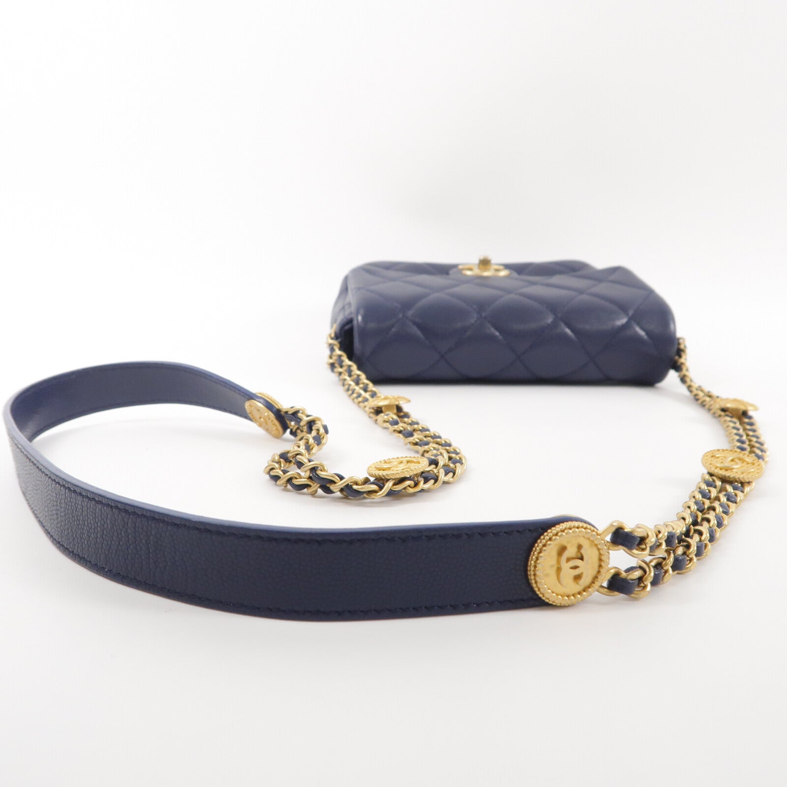 CHANEL 牛皮皮革Chain Shoulder鏈帶肩背袋