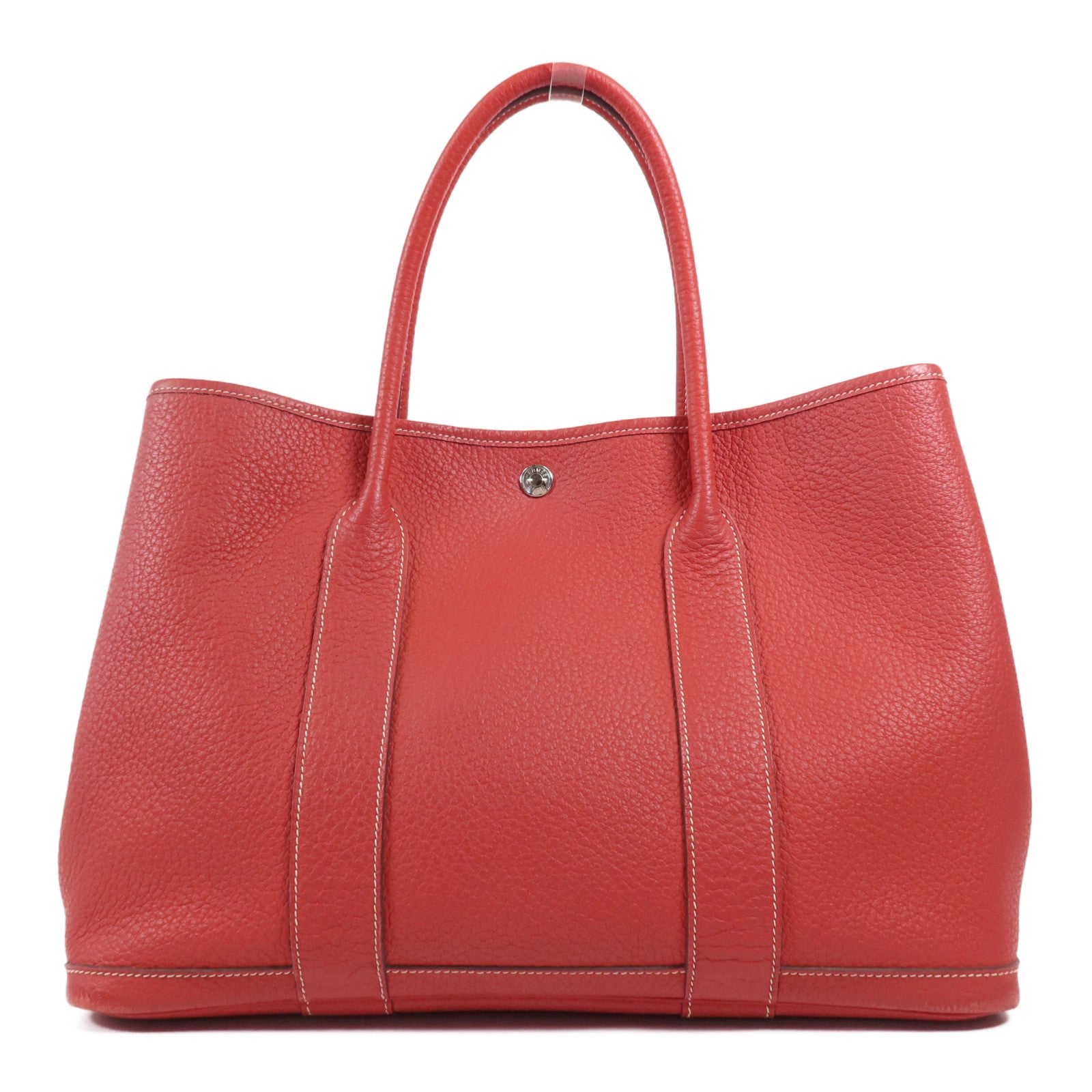 HERMES 【激減優惠】Negonda皮革Garden Party PM銀扣手挽袋Rouge Casaque