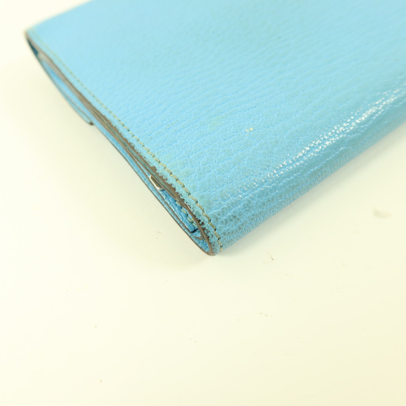 HERMES Chevre皮革Clic 12 Wallet錢包Celeste