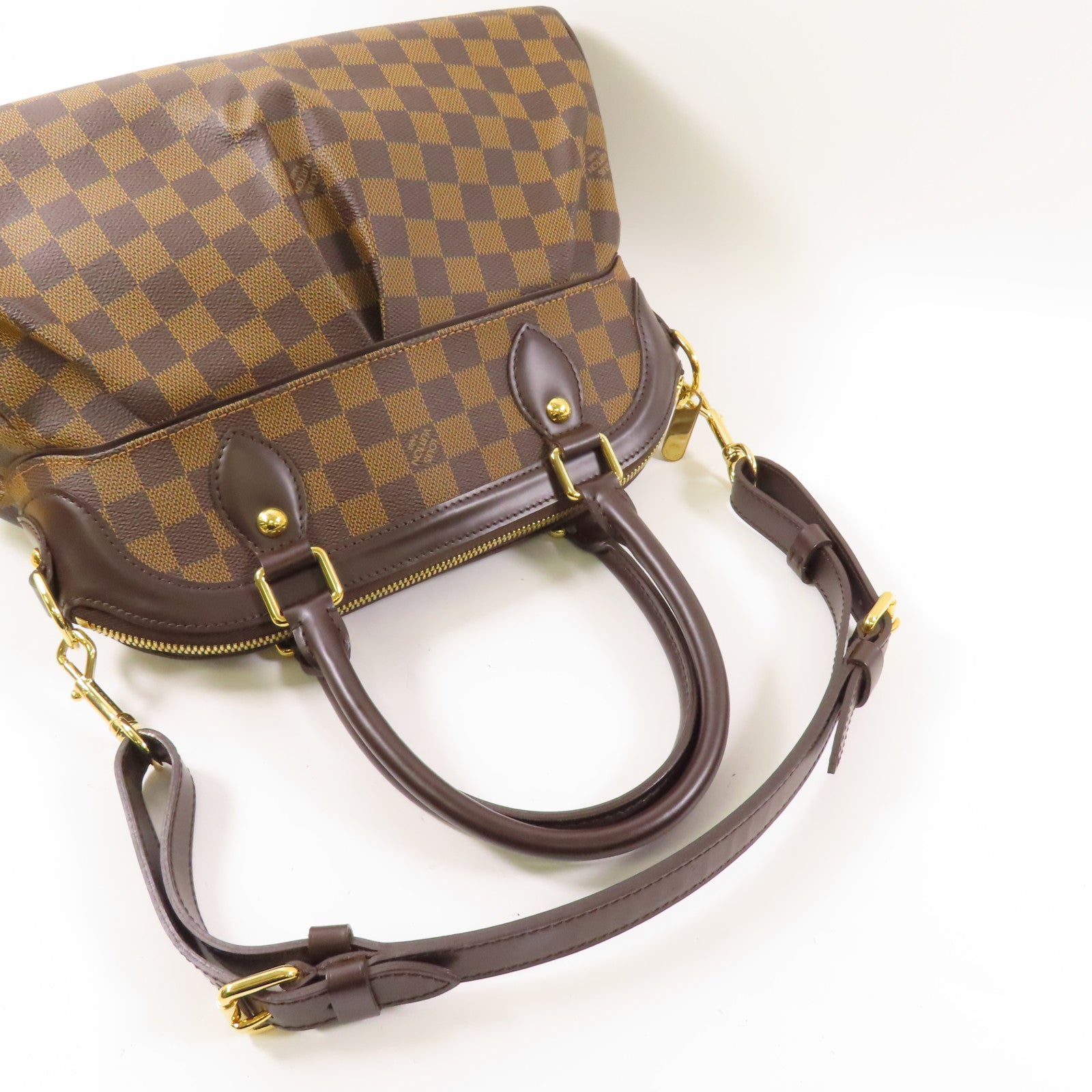 LOUIS VUITTON Damier Trevi PM金扣手挽肩背兩用袋