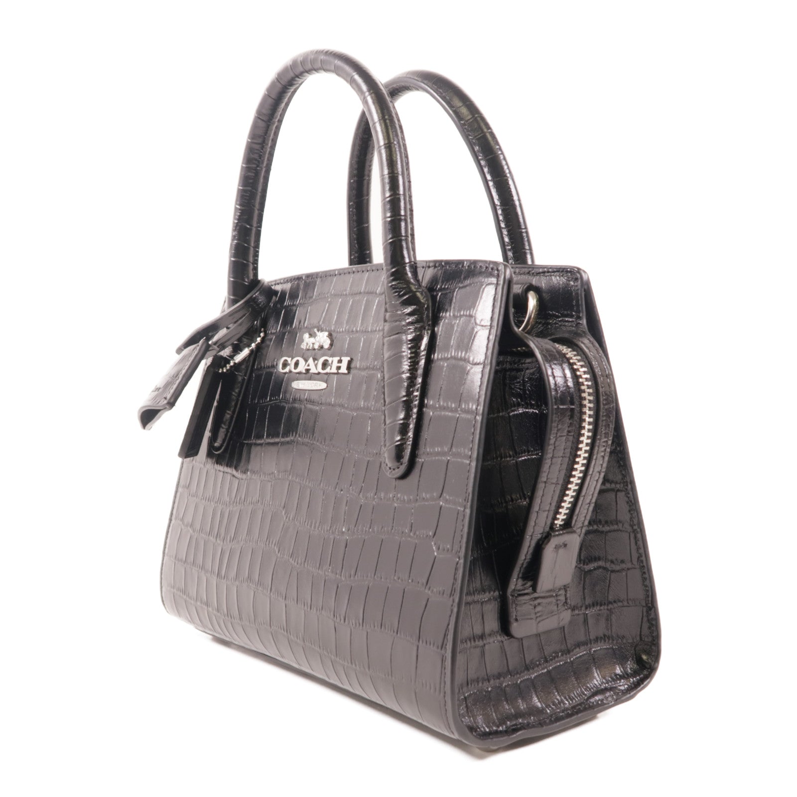 COACH 皮革Tote Bag銀扣手挽袋