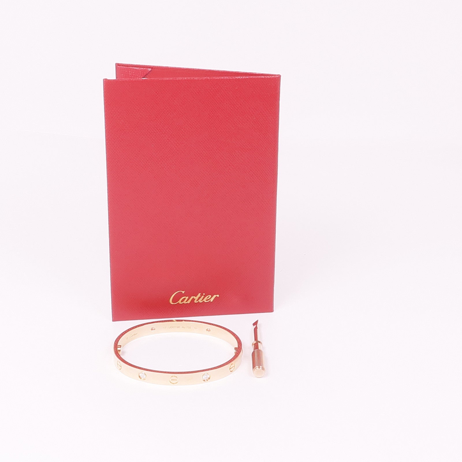 CARTIER 18K玫瑰金Love Bracelet 4P Diamond鑽石手鐲Cartier#17