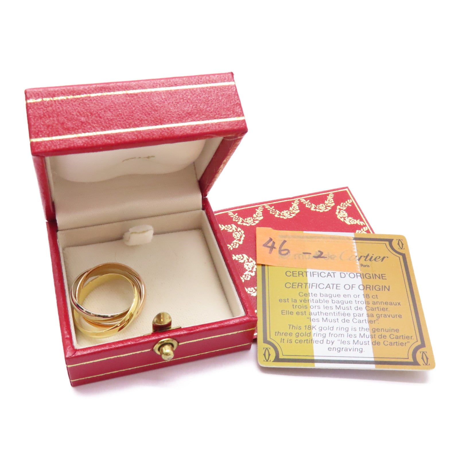 CARTIER 【激減優惠】18K黃金/白金/玫瑰金Trinity Ring戒指US#5.25/Cartier#50