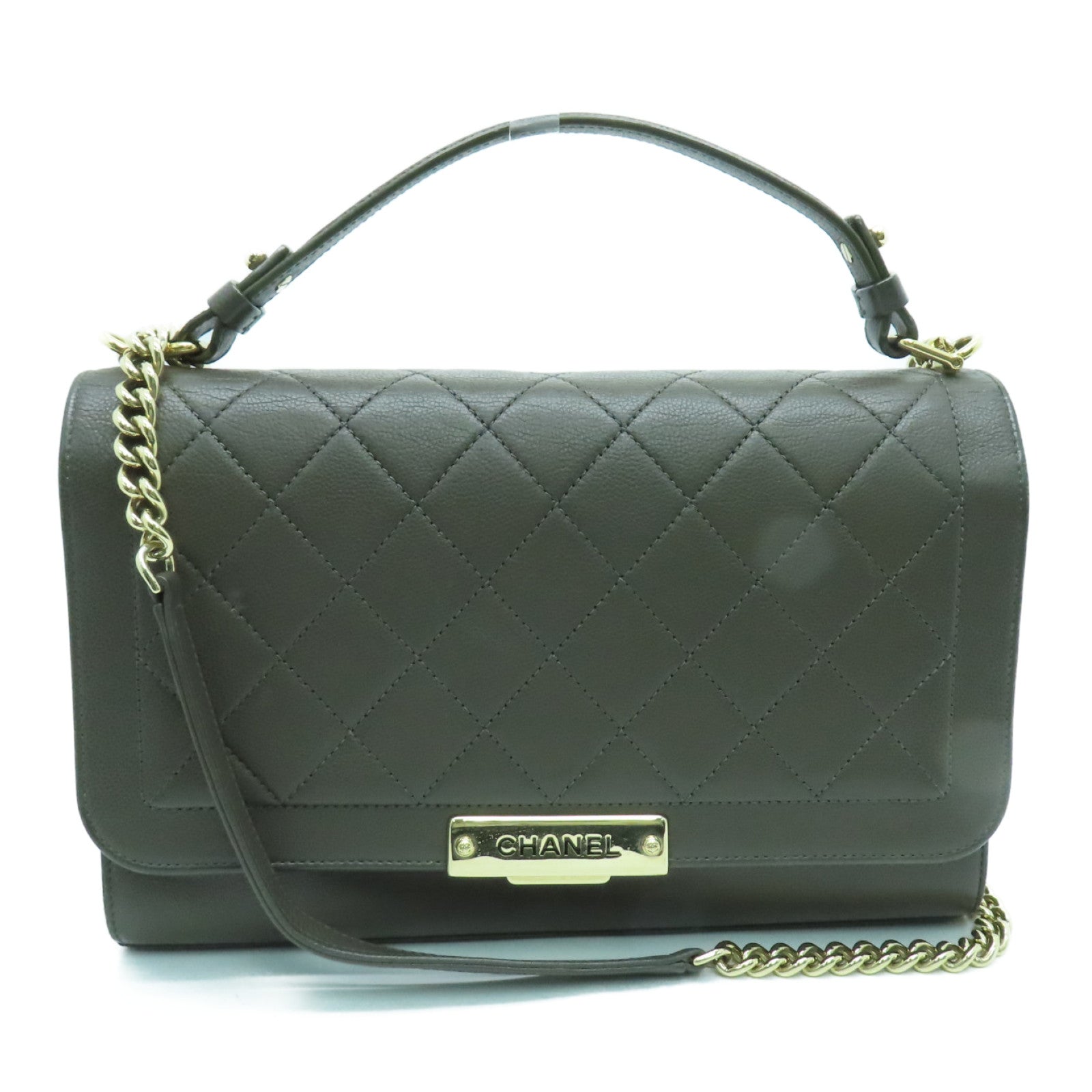CHANEL 【激減優惠】牛皮皮革2way Shoulder Bag金扣手挽肩背兩用袋